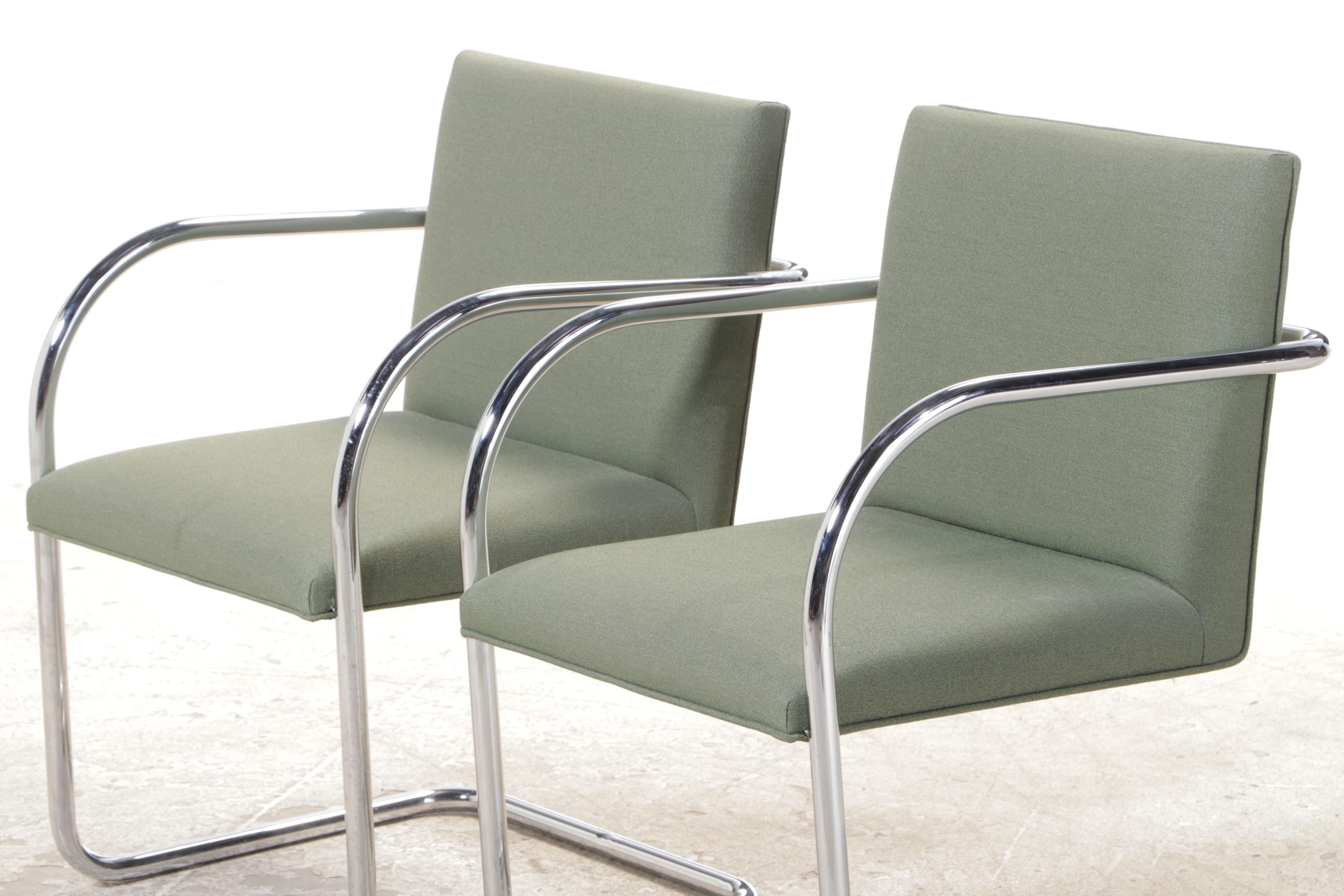 Pair of Mies van der Rohe for Gordon "BRNO" 504 Tubular Chromed Steel Armchairs