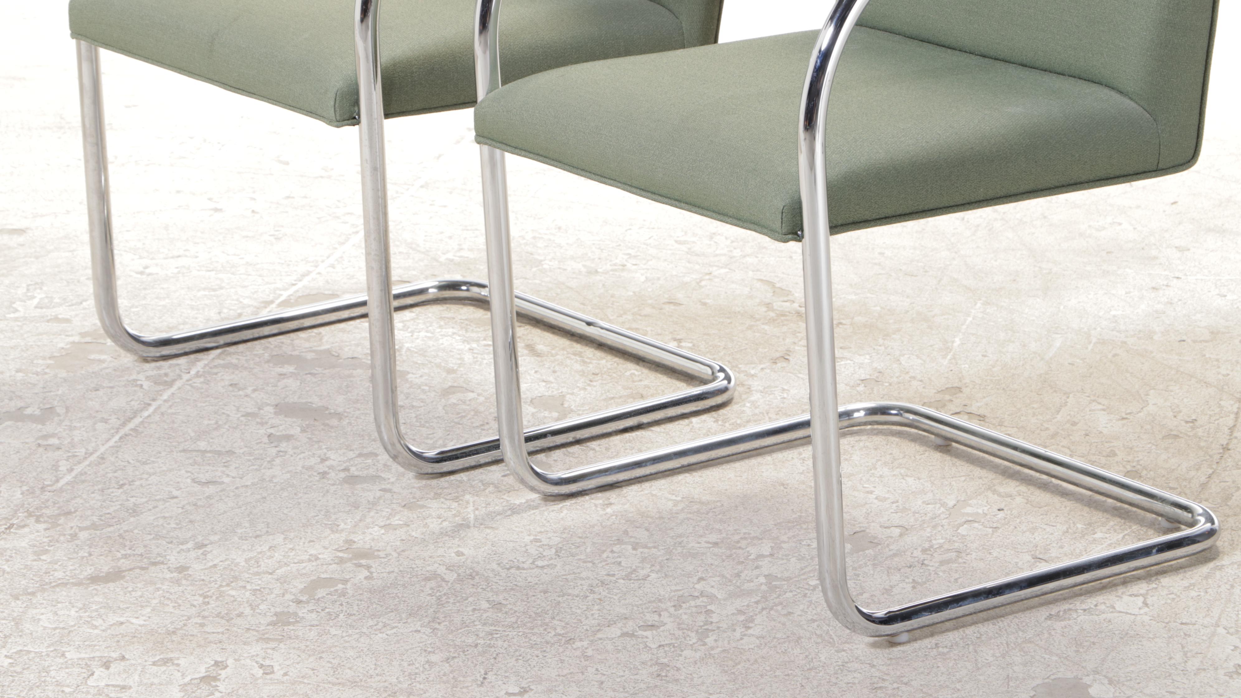 Pair of Mies van der Rohe for Gordon "BRNO" 504 Tubular Chromed Steel Armchairs