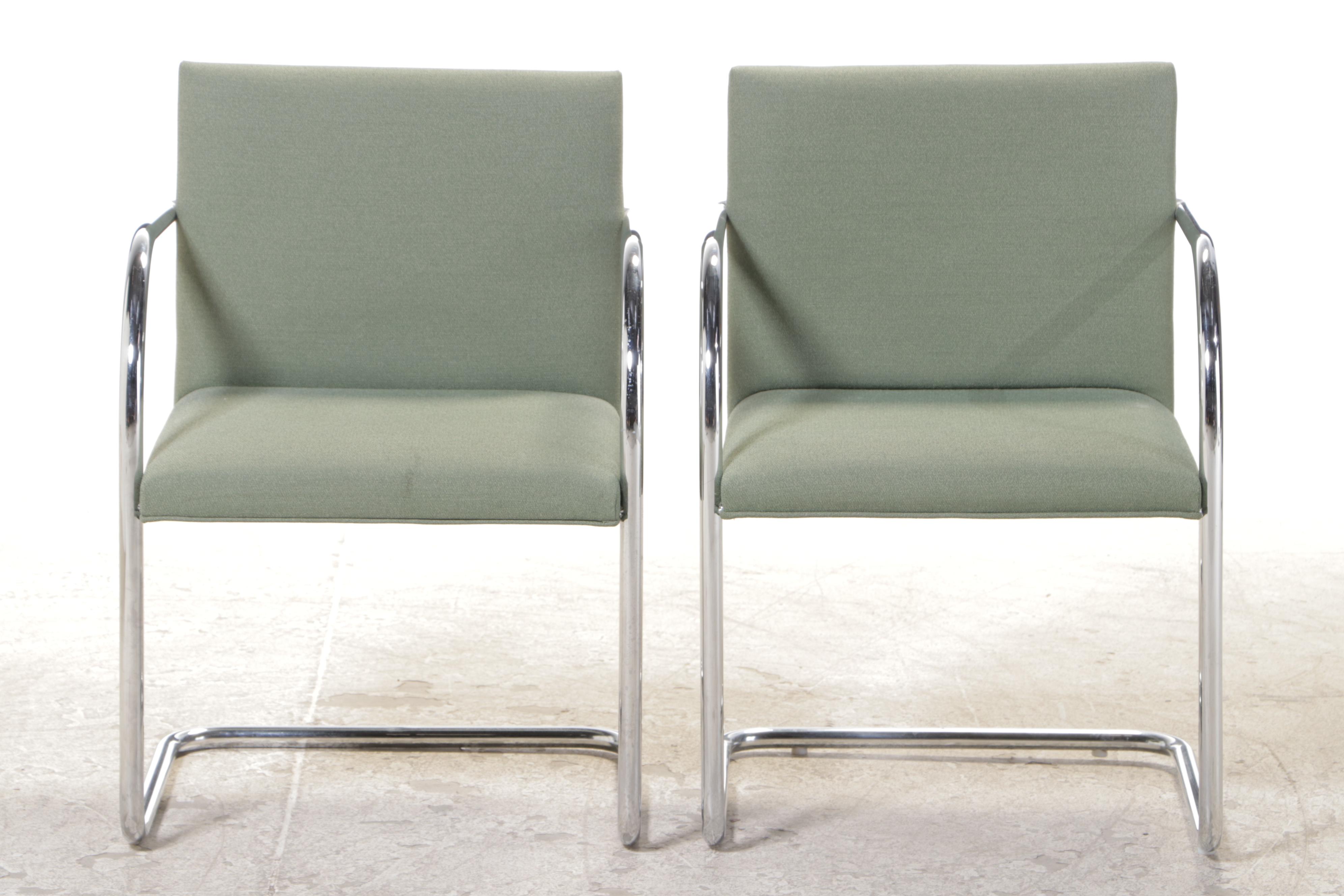 Pair of Mies van der Rohe for Gordon "BRNO" 504 Tubular Chromed Steel Armchairs