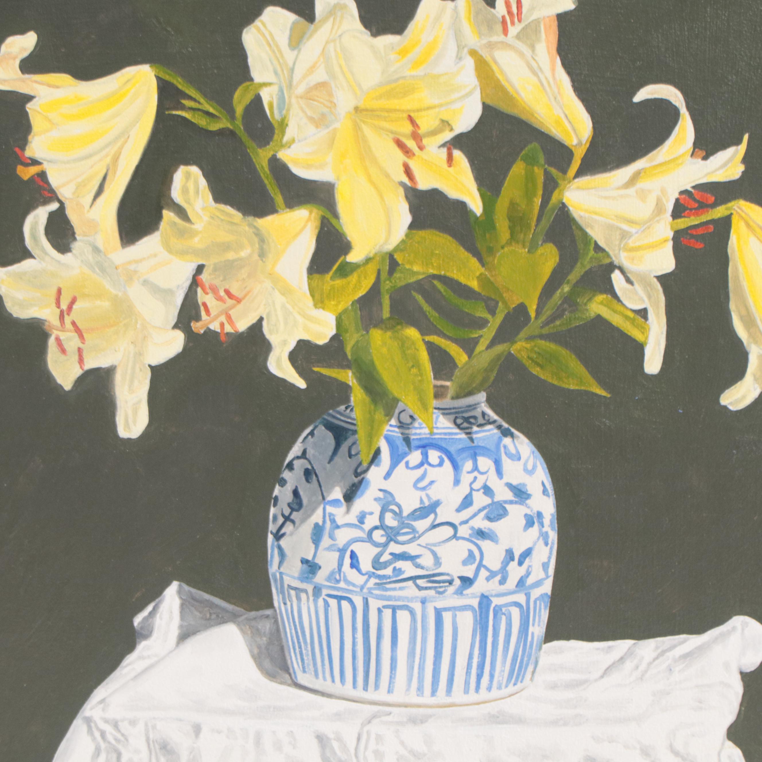 Peter Lentini Oil Painting of Floral Still Life "Tapeto Magico"