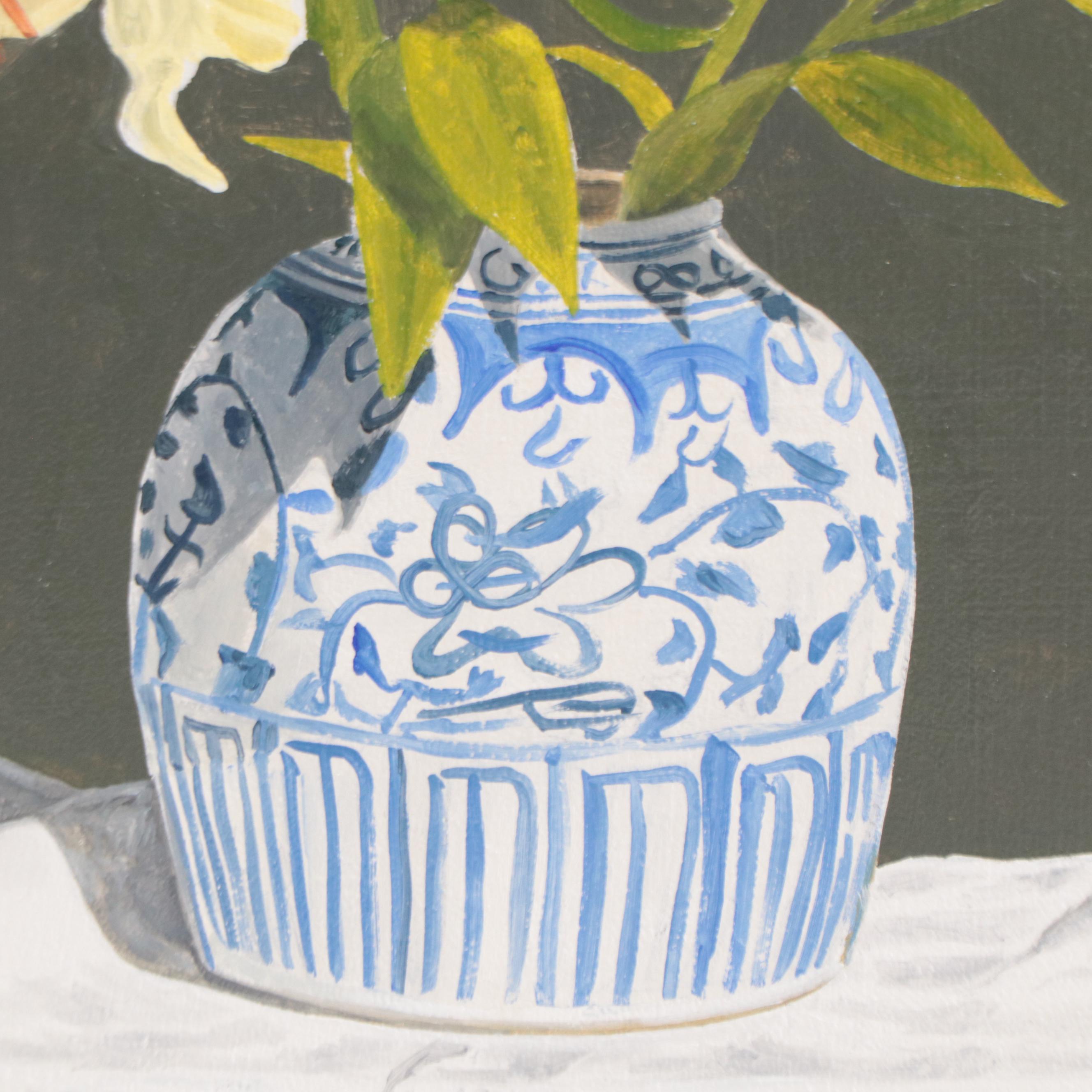 Peter Lentini Oil Painting of Floral Still Life "Tapeto Magico"