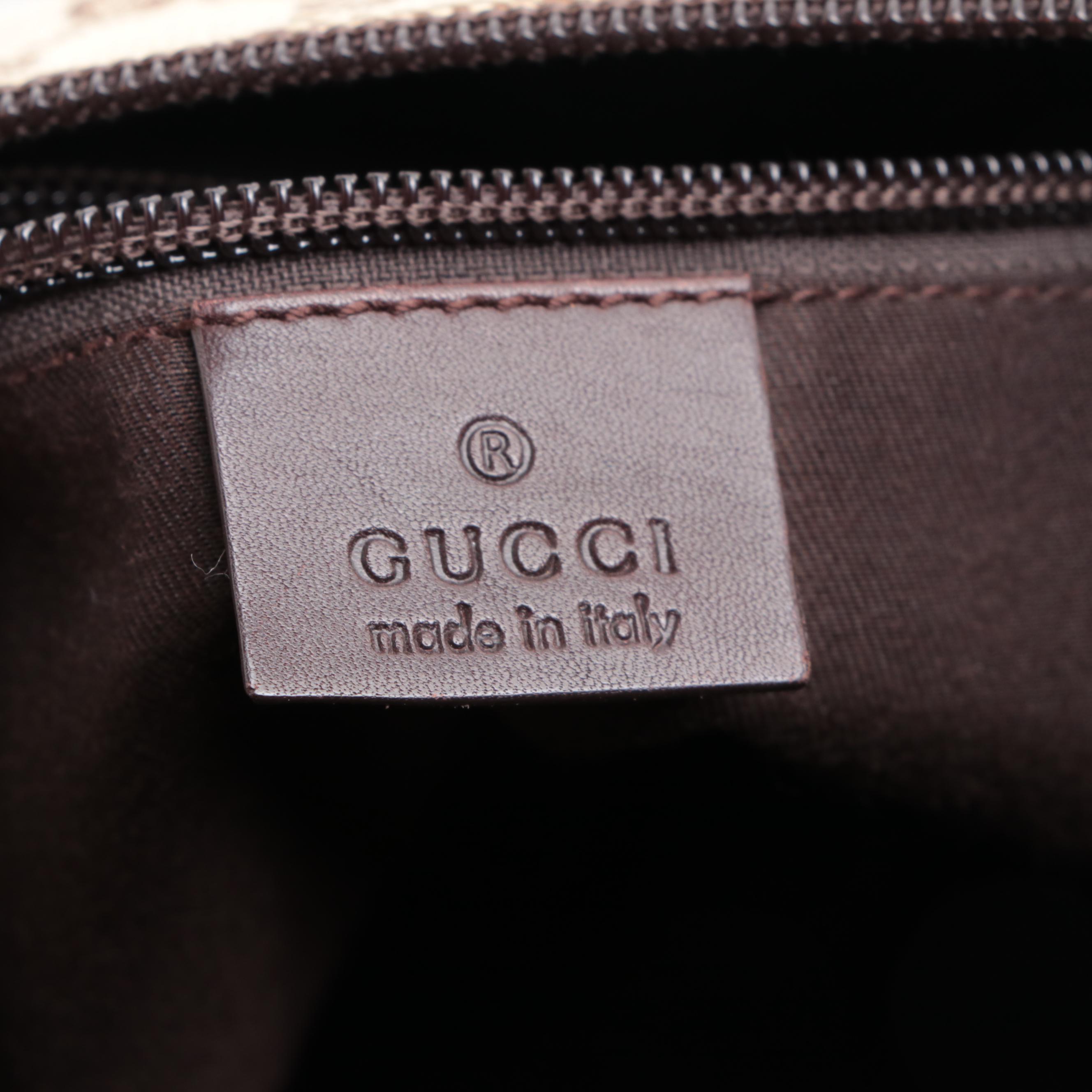 Gucci Crossbody Bag in GG Canvas and Perforated Leather