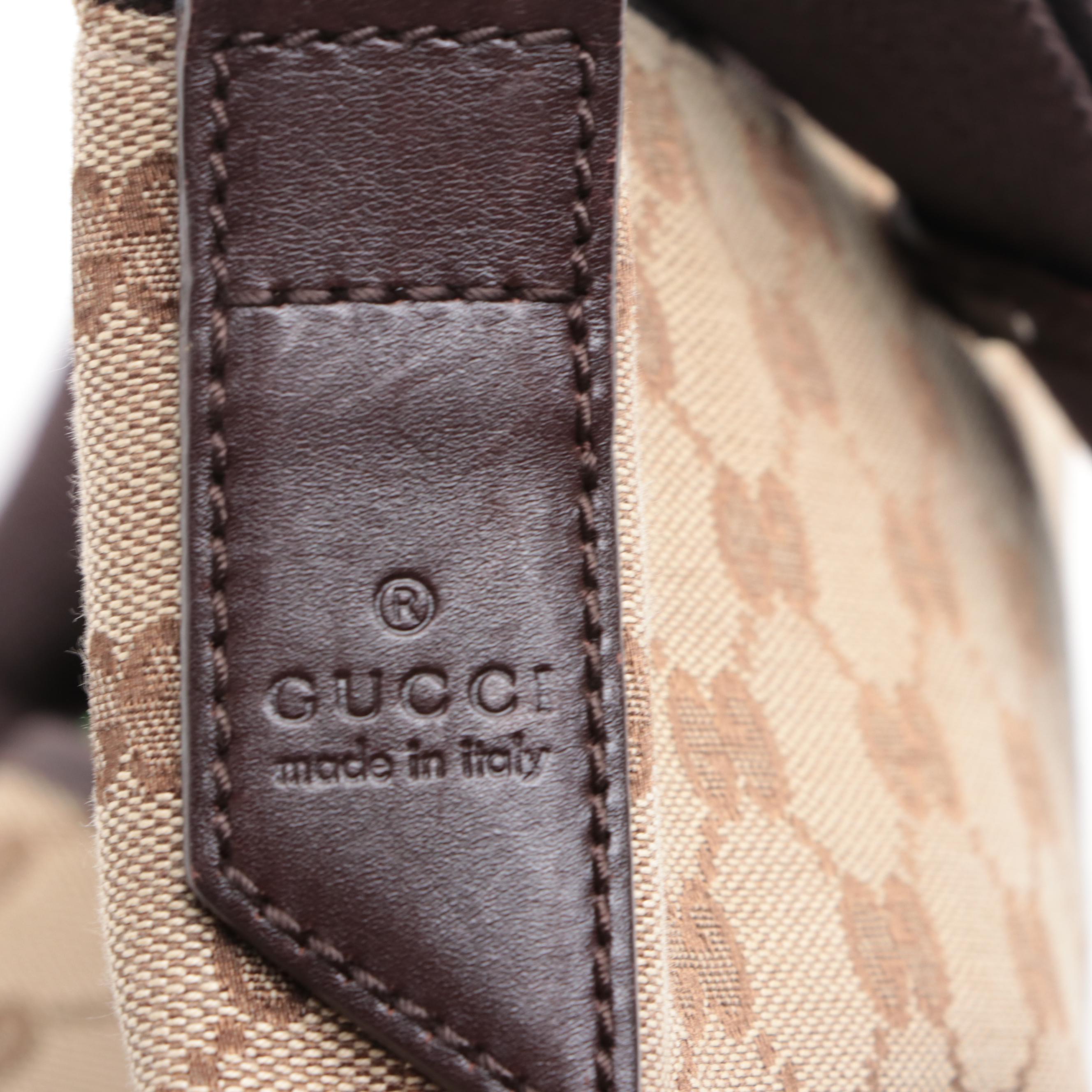 Gucci Crossbody Bag in GG Canvas and Perforated Leather
