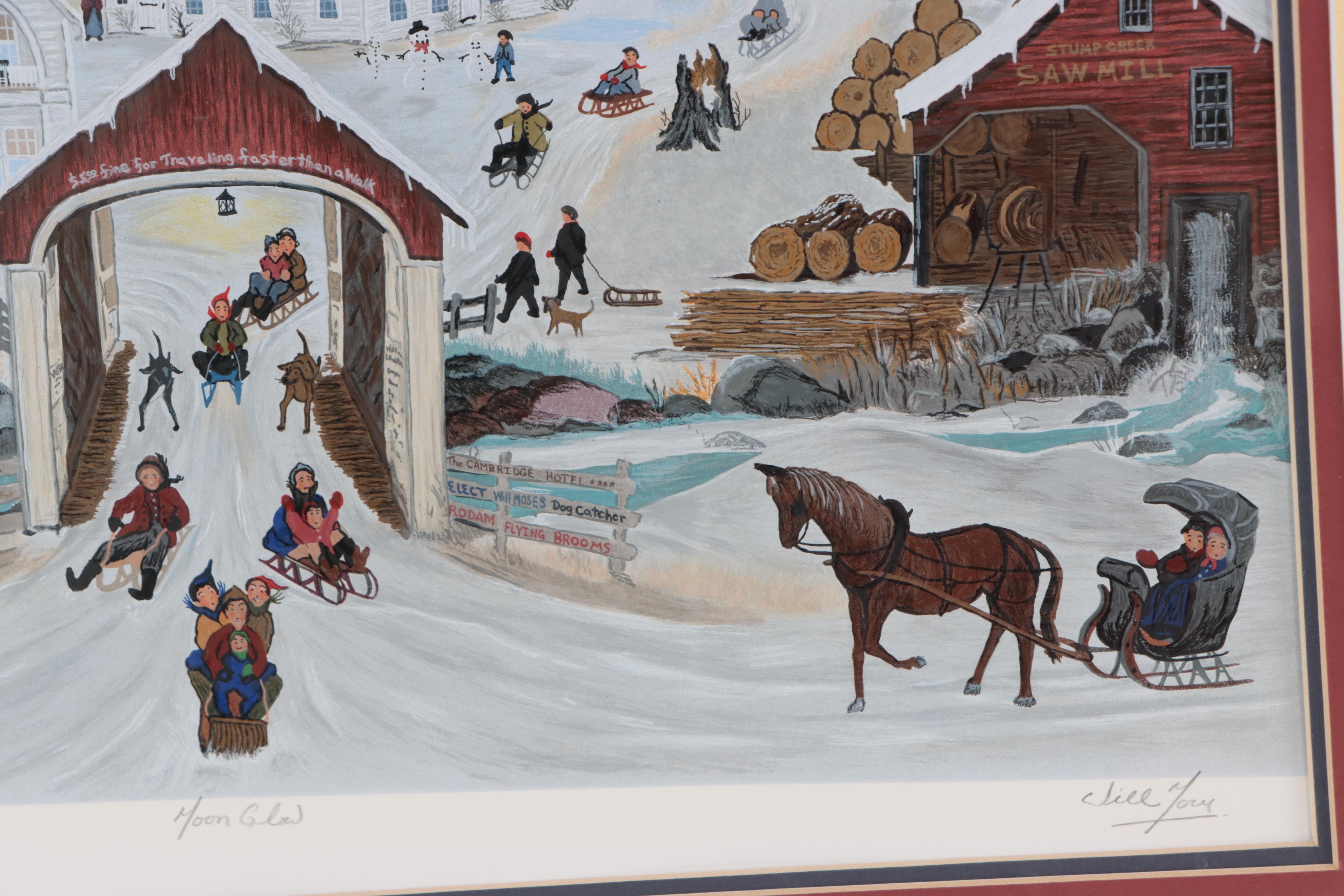 Will Moses Folk Art Serigraph "Moon Glow"