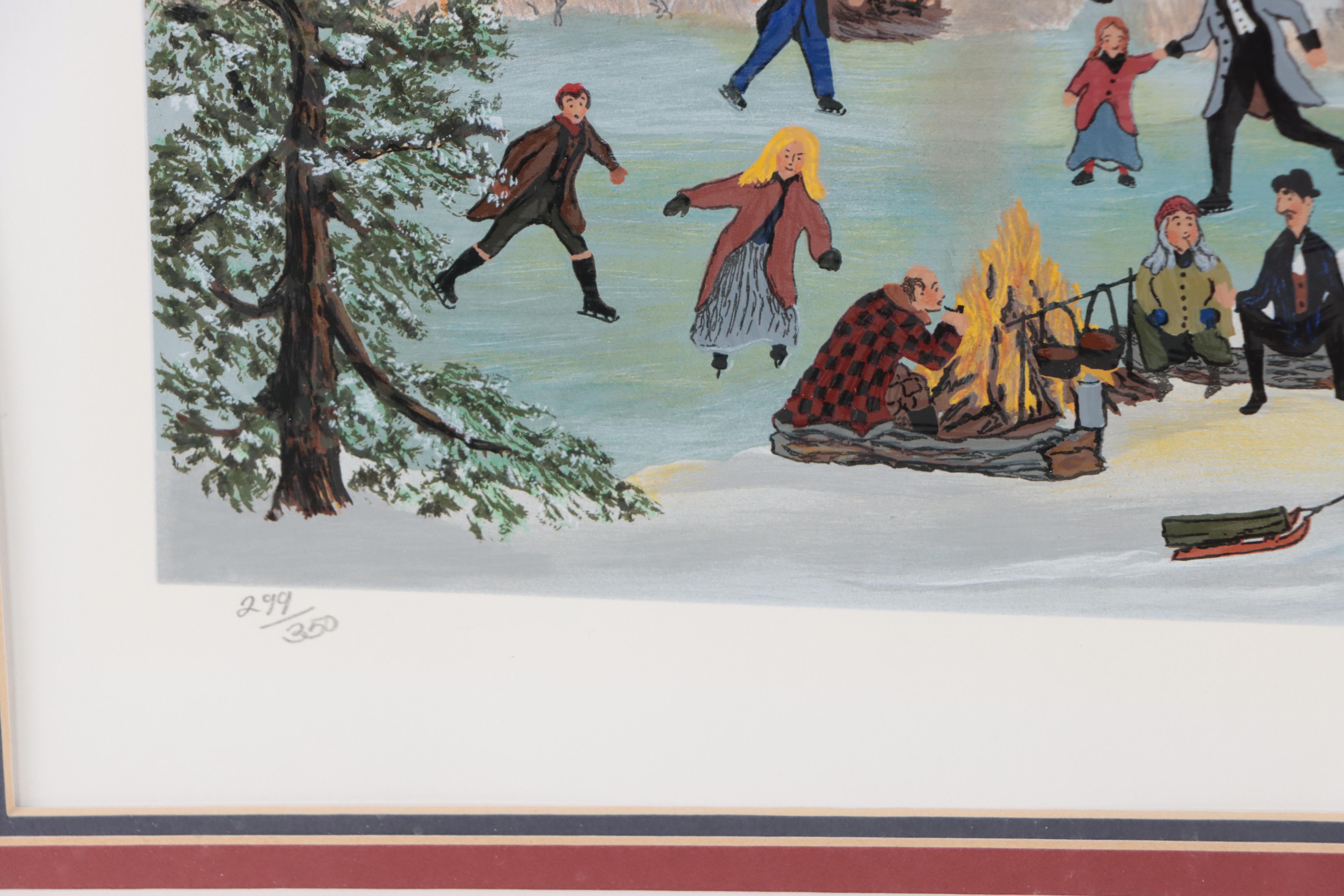 Will Moses Folk Art Serigraph "Moon Glow"