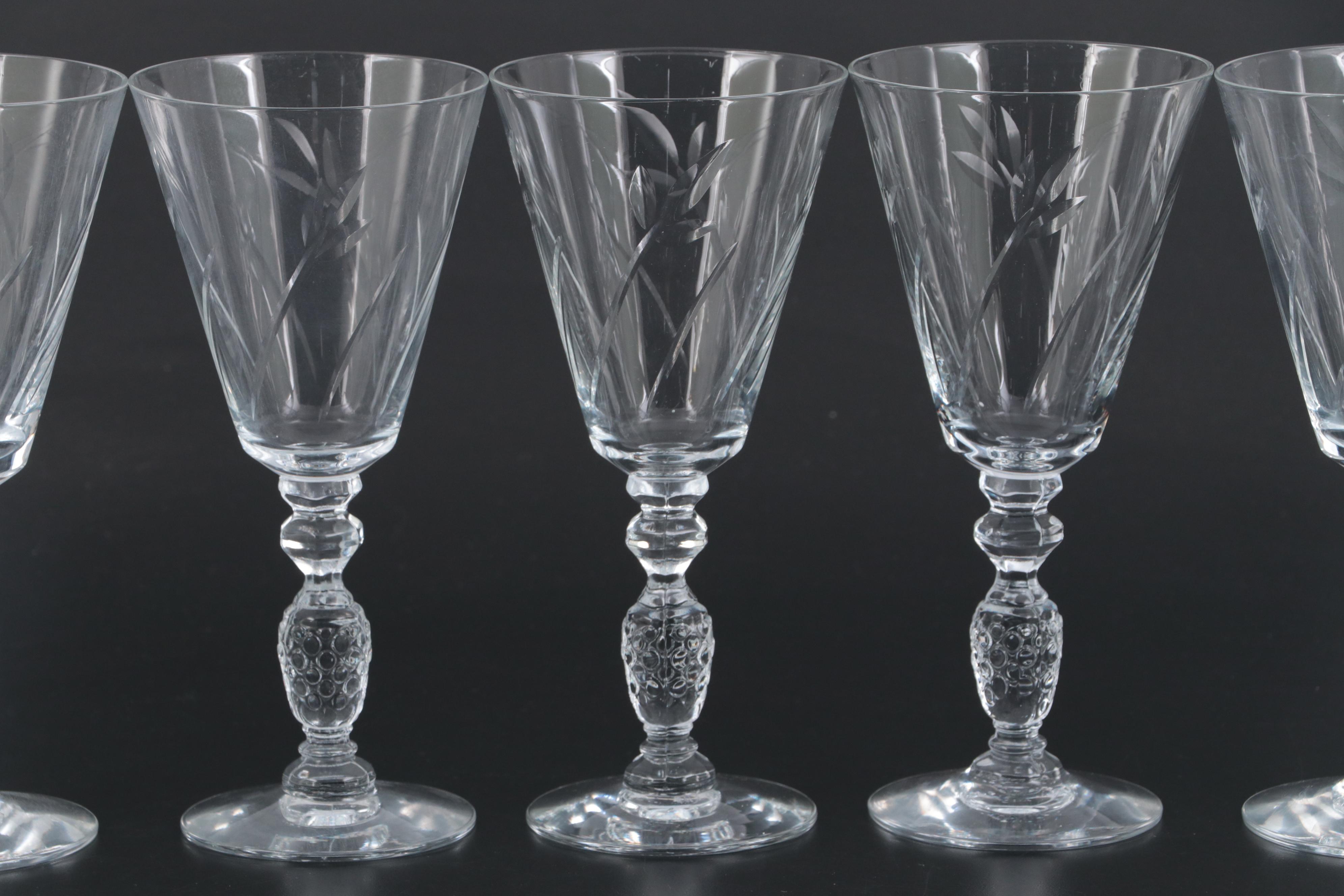 Etched Glass Wine Goblets