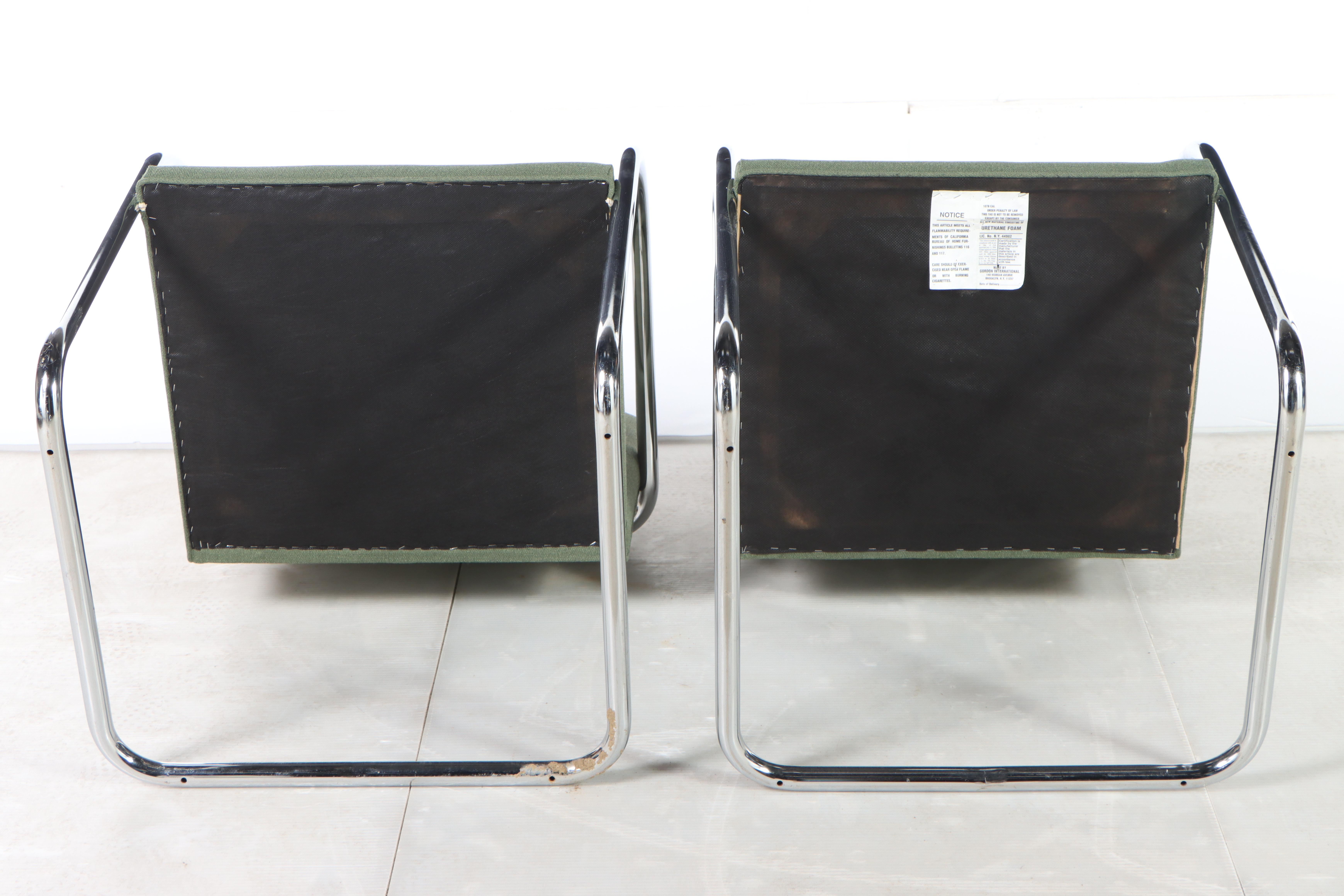 Pair of Gordon International Upholstered Cantilever Armchairs, Mid-Late 20th C