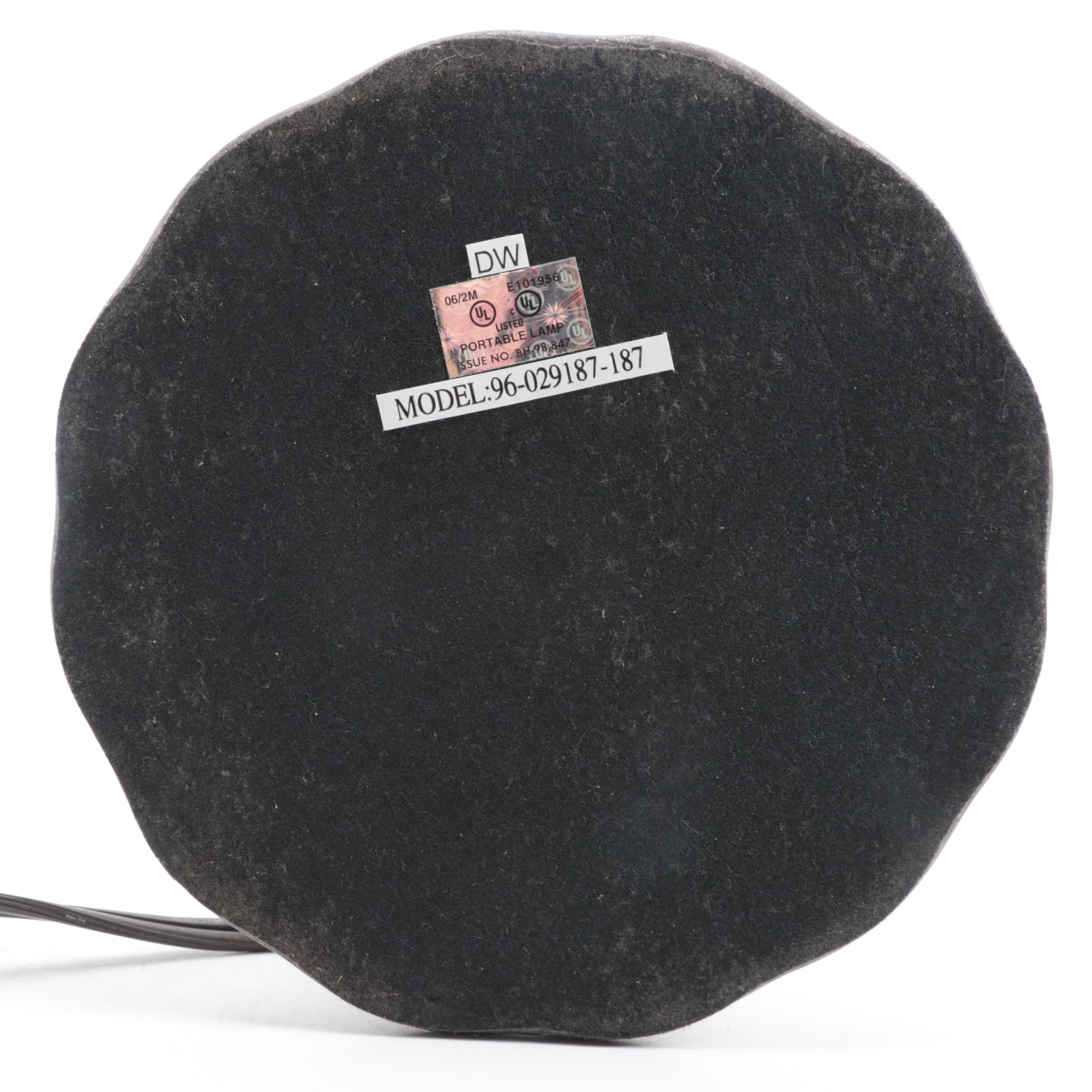 Mission Style Slag Glass With Pressed Metal Table Lamp, Contemporary