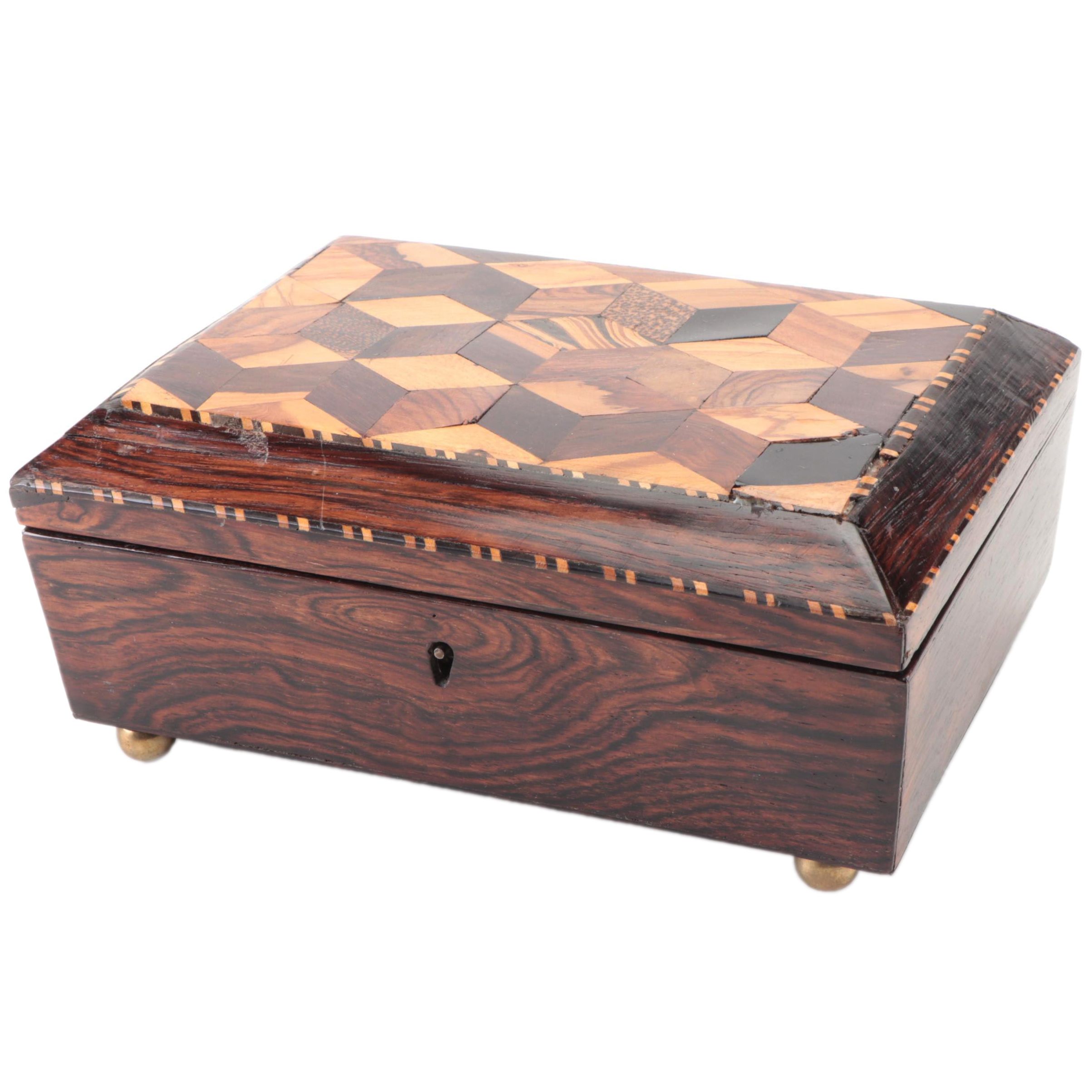 English Tunbridge Ware Rosewood Box, ca. 1880