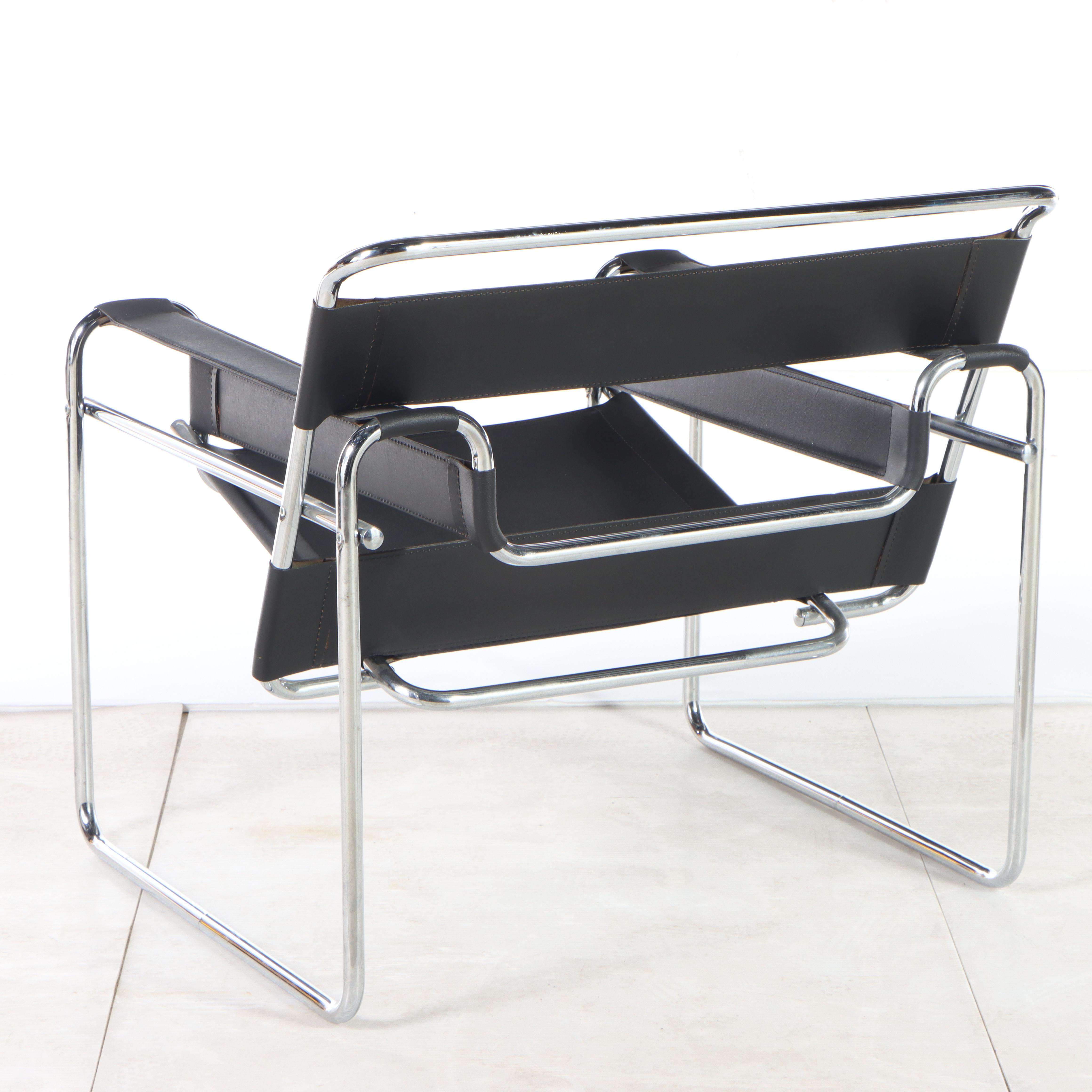 Wassily Chair in Chrome and Leather After a Design by Marcel Breuer