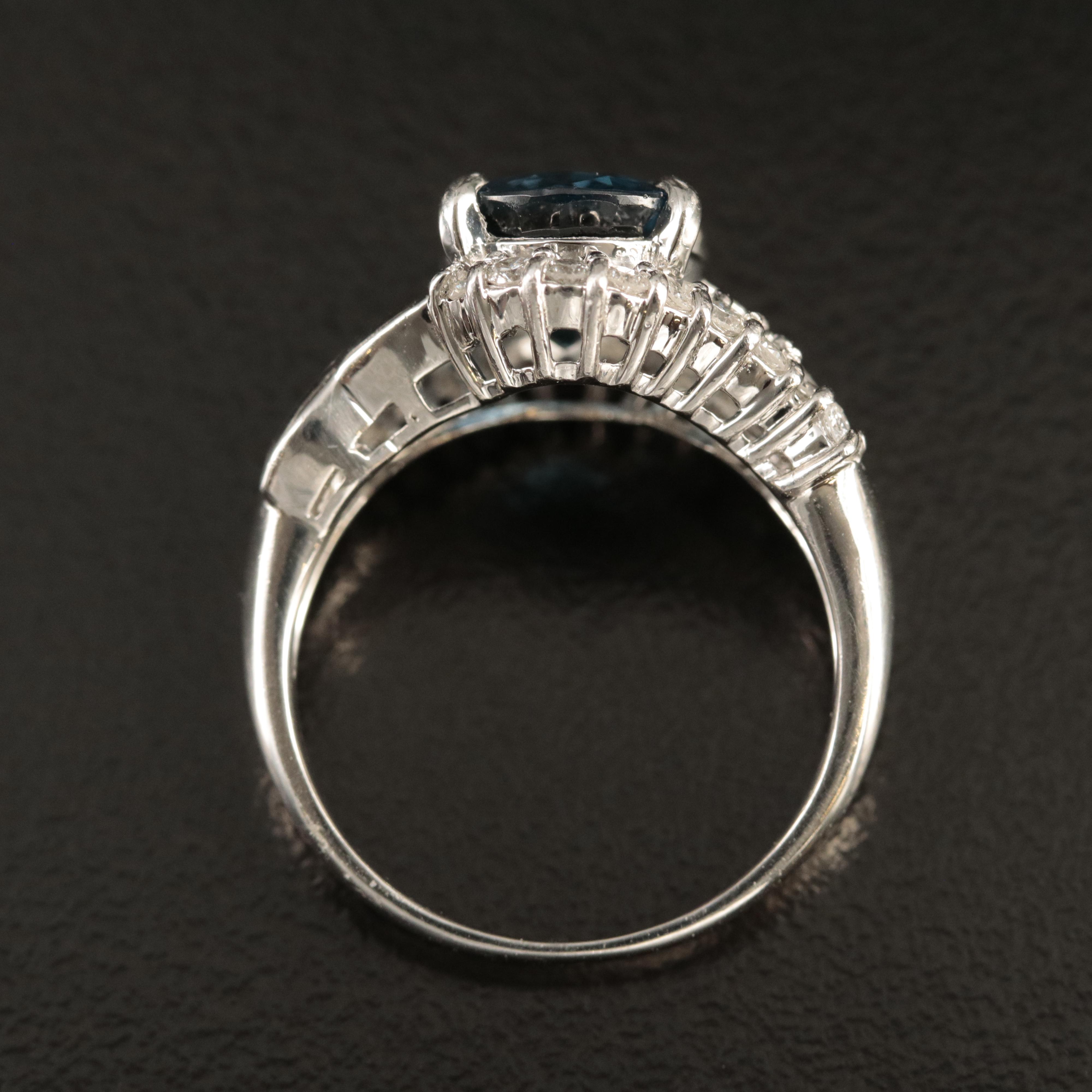 Platinum 3.16 CT Unheated Thai Sapphire and Diamond Ring with GIA Report