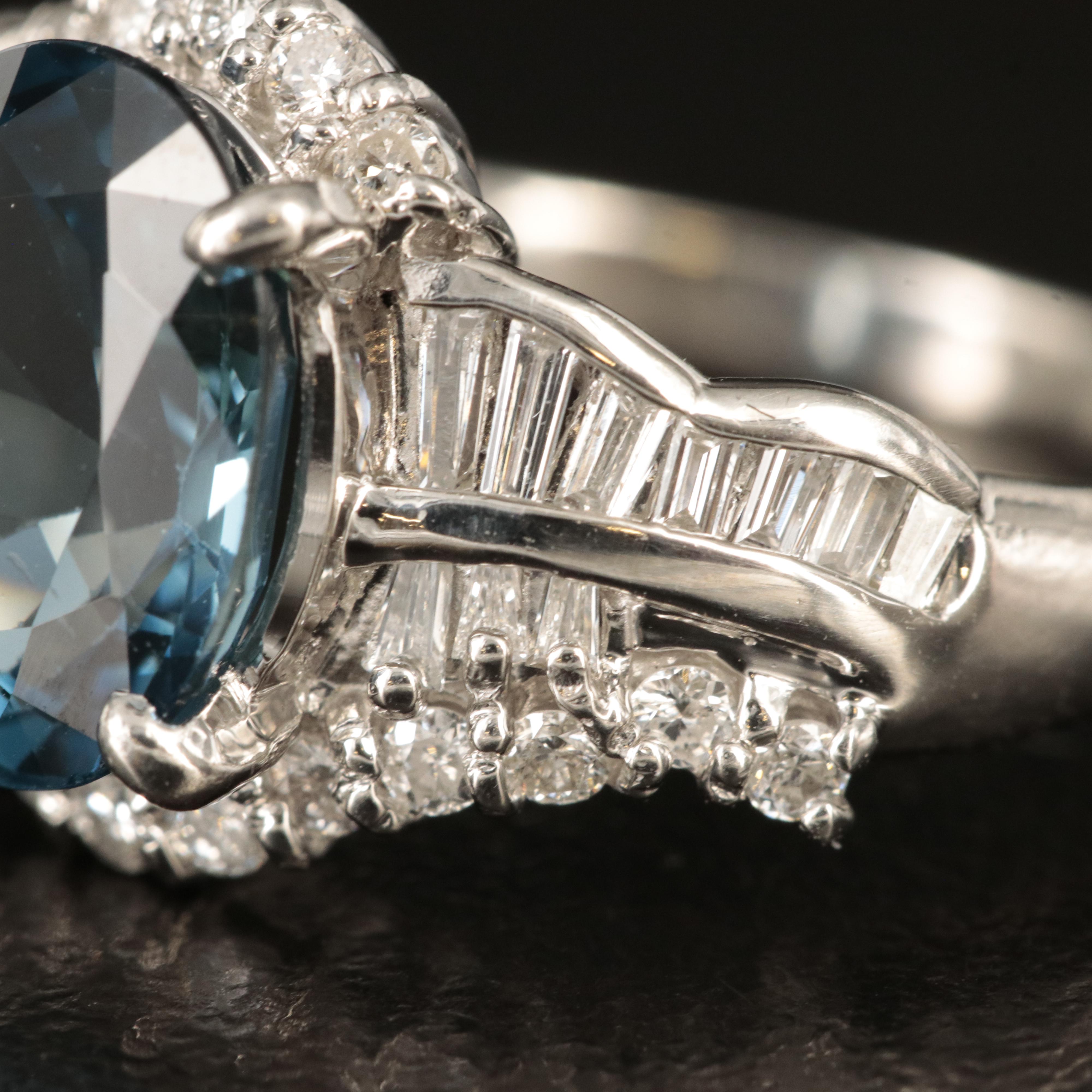 Platinum 3.16 CT Unheated Thai Sapphire and Diamond Ring with GIA Report