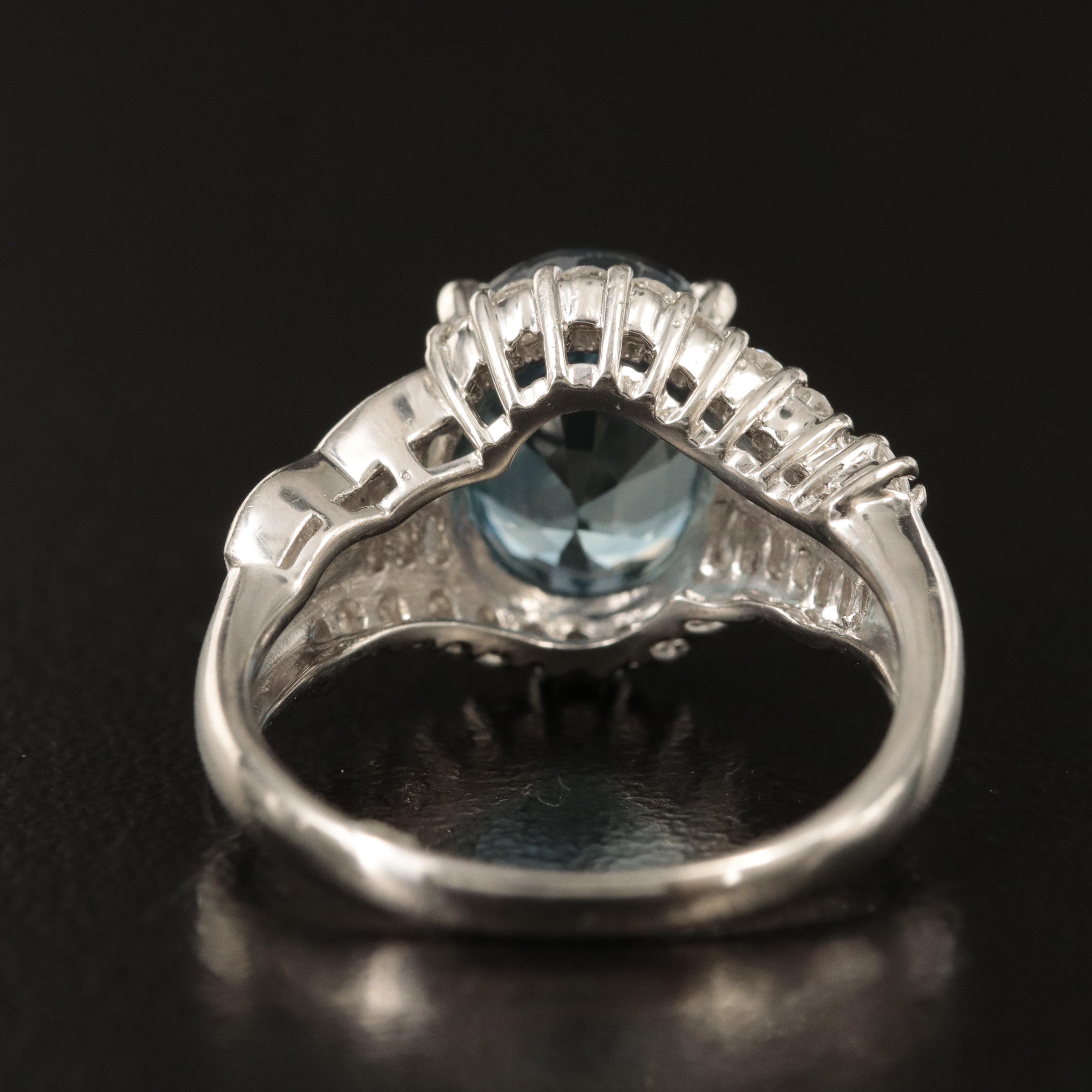 Platinum 3.16 CT Unheated Thai Sapphire and Diamond Ring with GIA Report