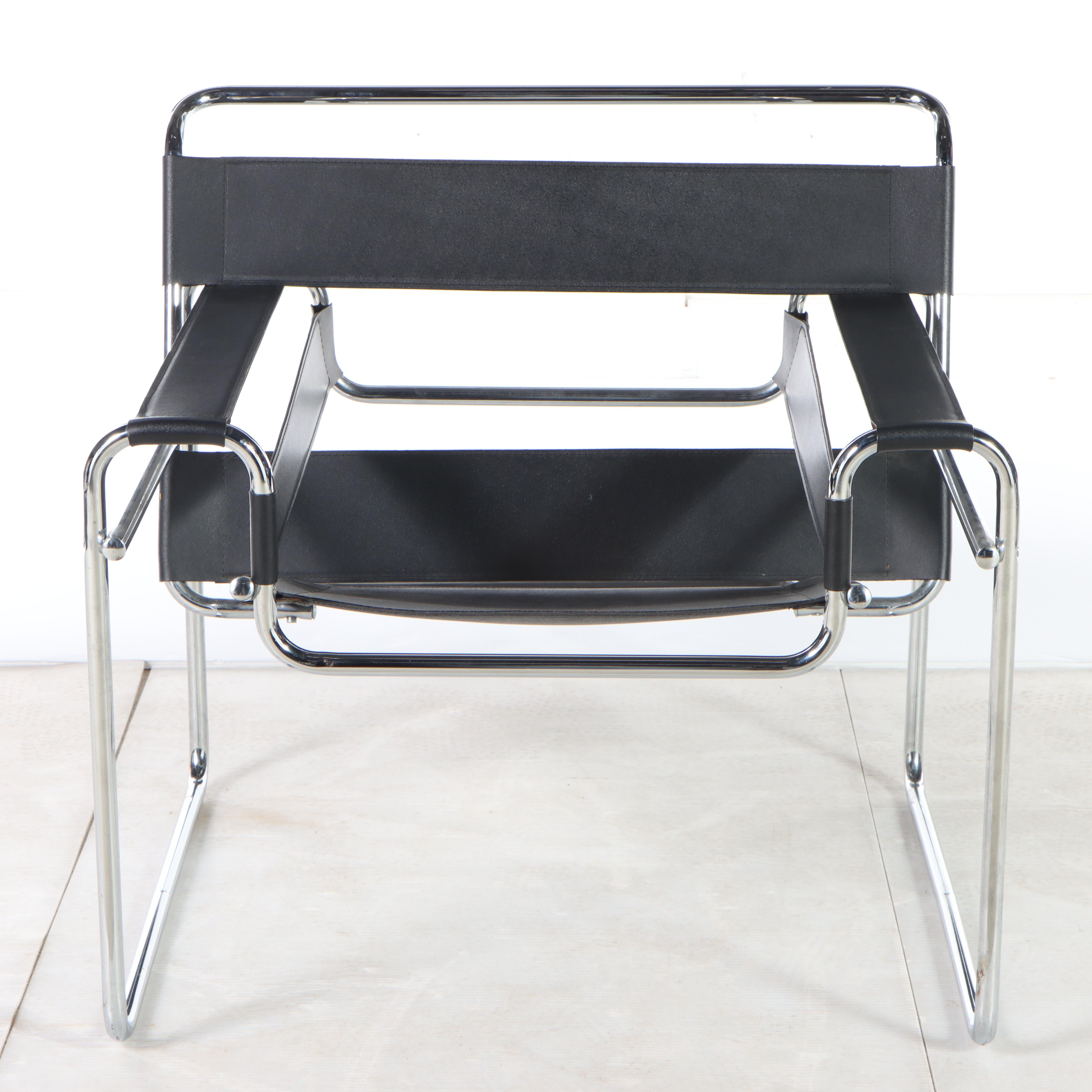 Wassily Chair in Chrome and Leather After a Design by Marcel Breuer
