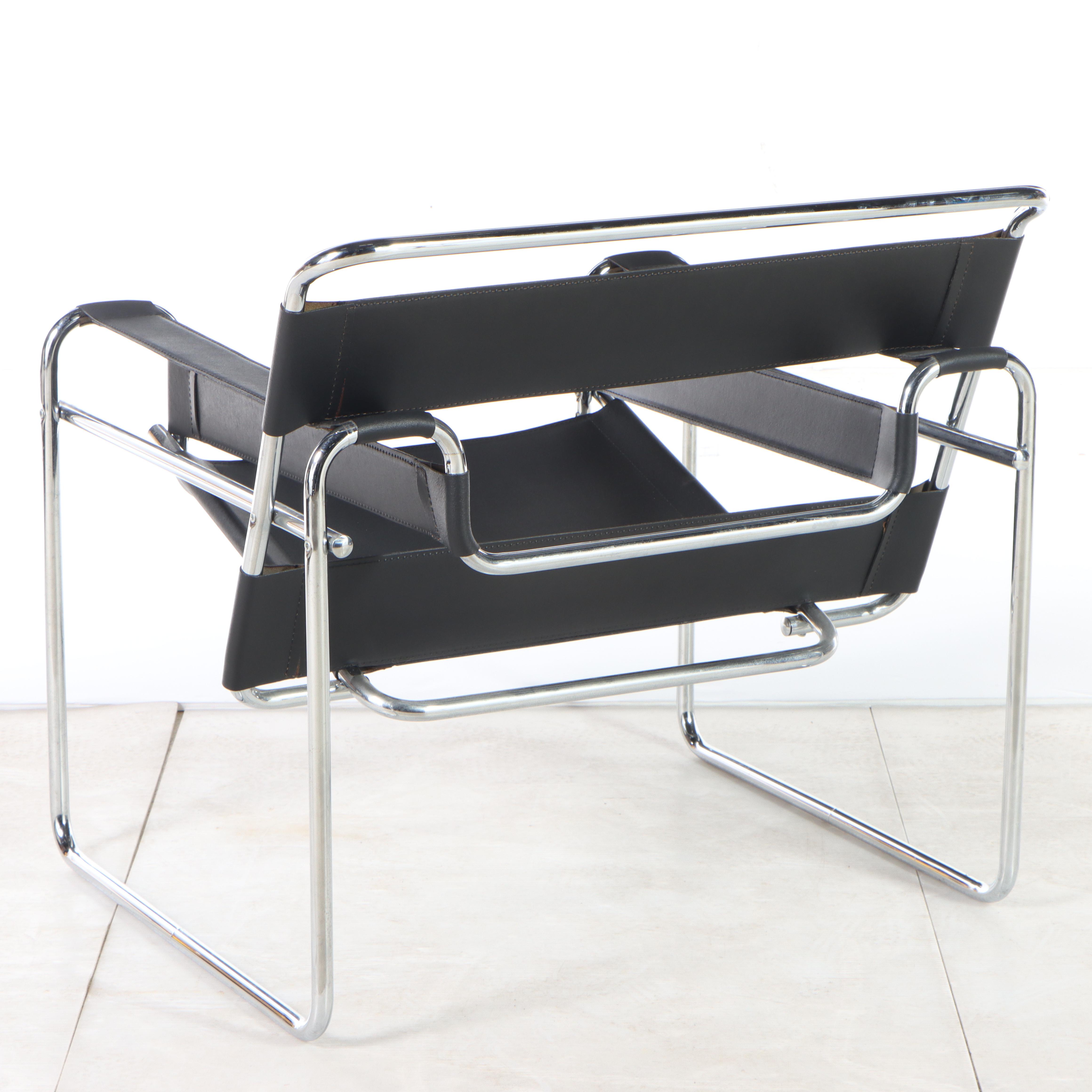 Wassily Chair in Chrome and Leather After a Design by Marcel Breuer