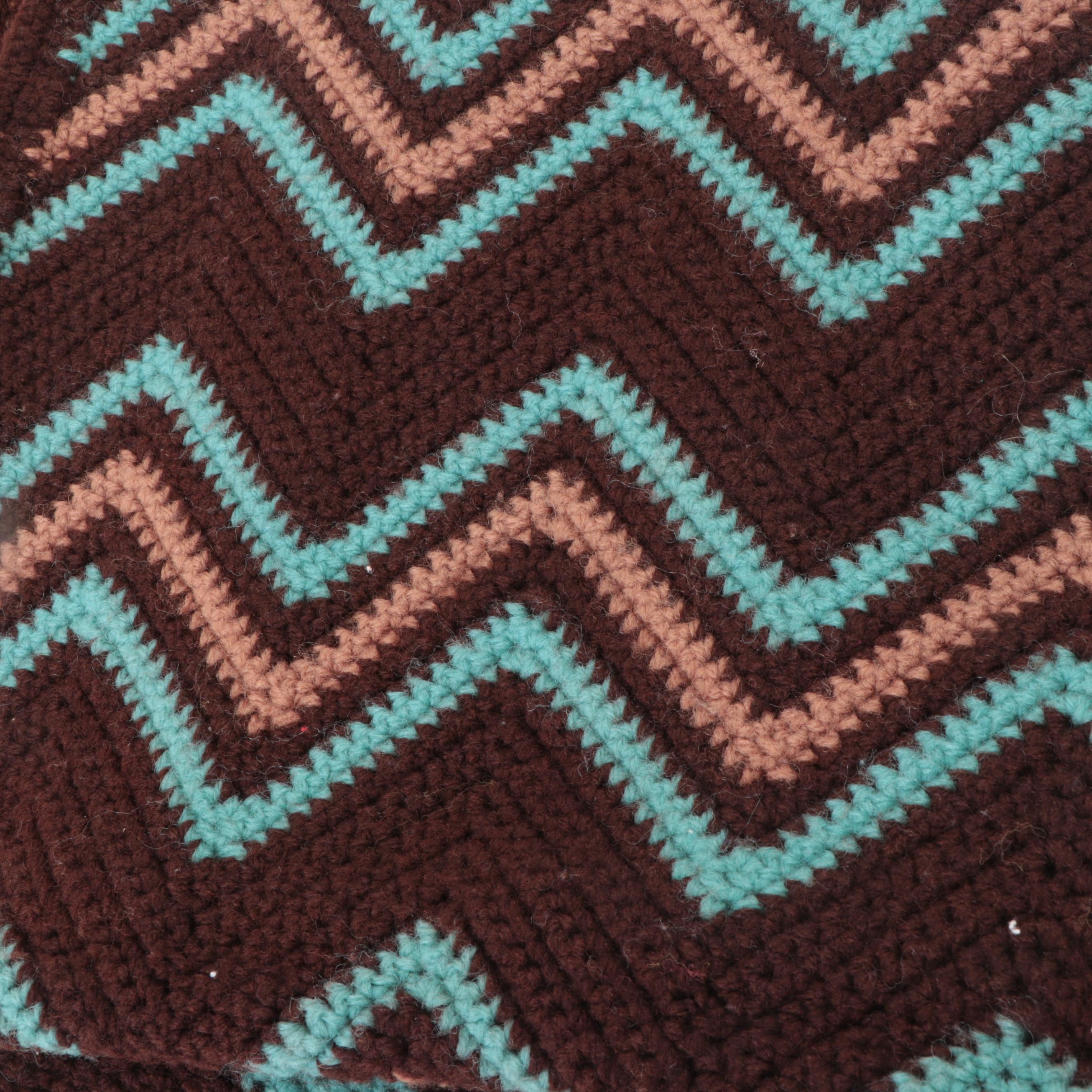 Handmade Crochet Chevron Pattern Afghan Throw