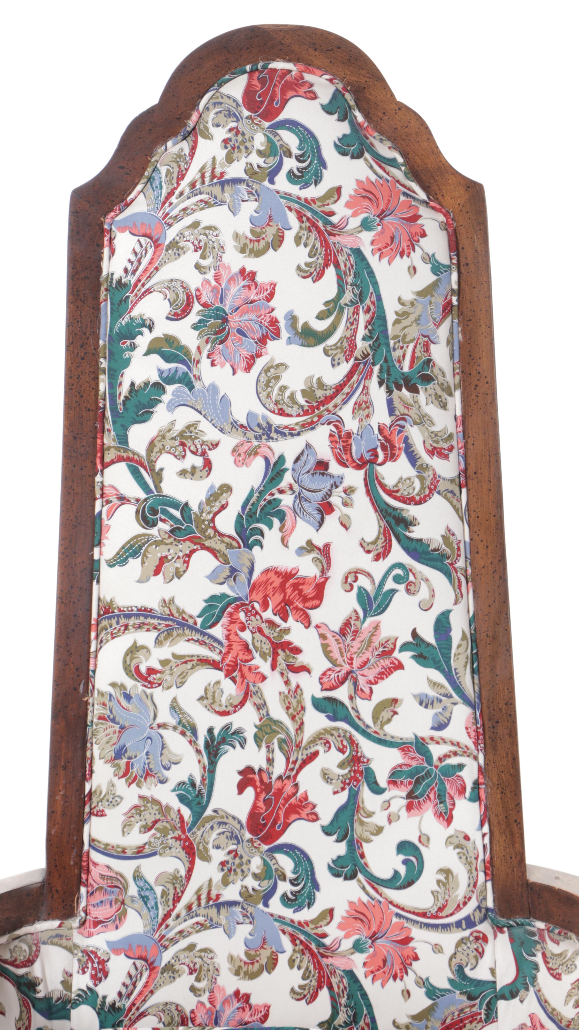 Pair of Neoclassical Style Custom-Upholstered Hardwood Armchairs