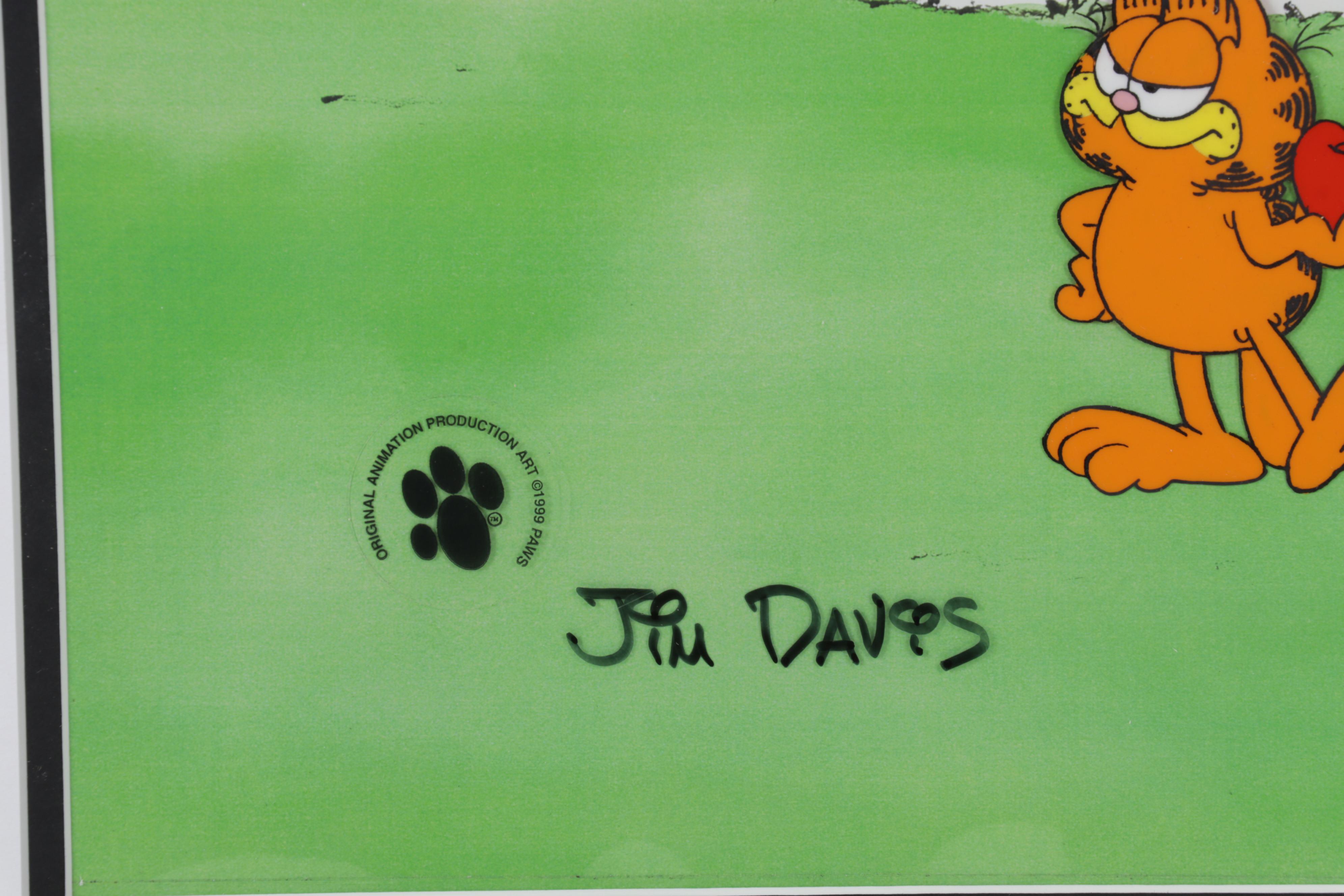 Jim Davis Signed "Garfield and Friends" Sericel and Production Drawing, 1999
