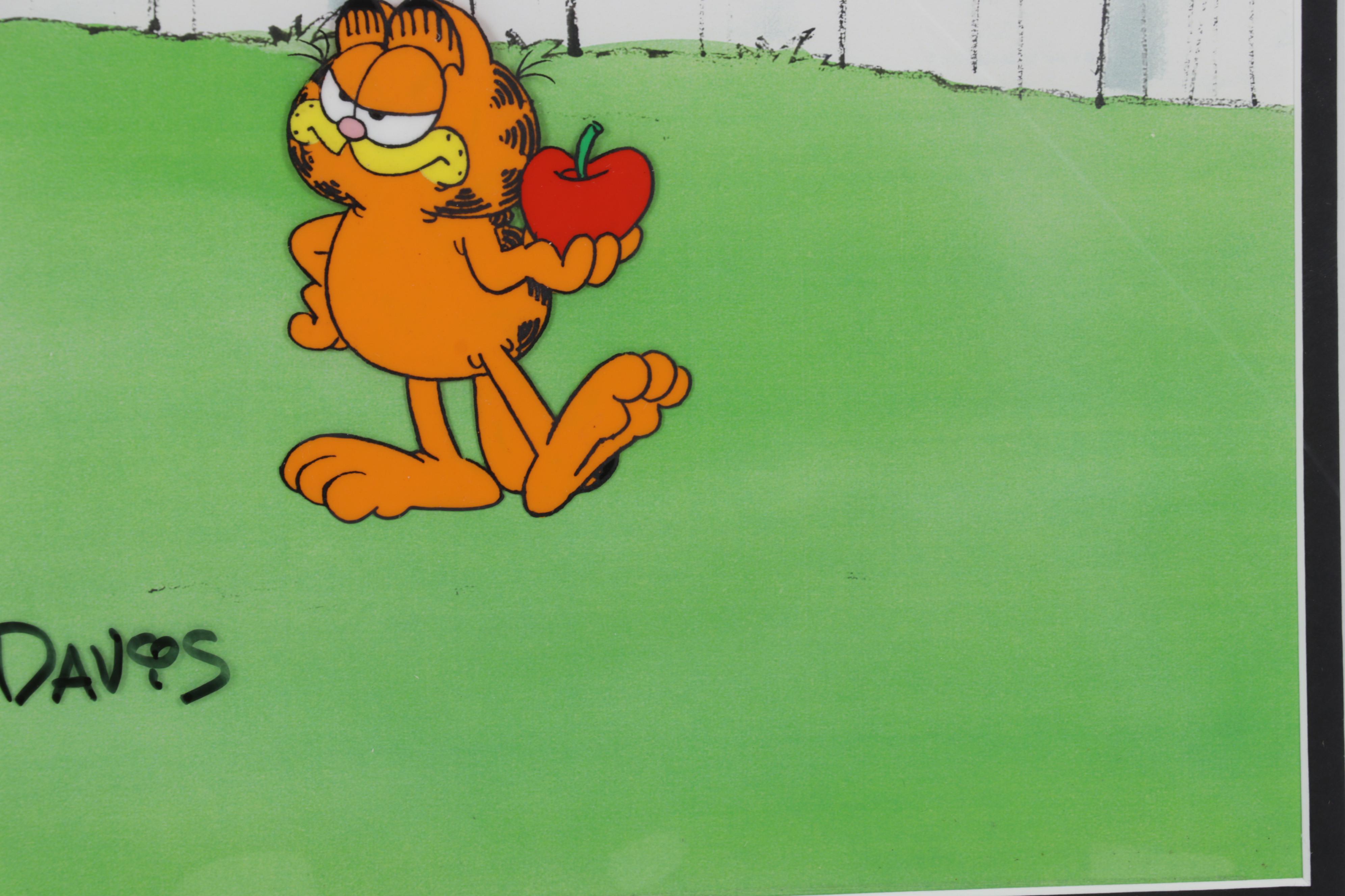 Jim Davis Signed "Garfield and Friends" Sericel and Production Drawing, 1999