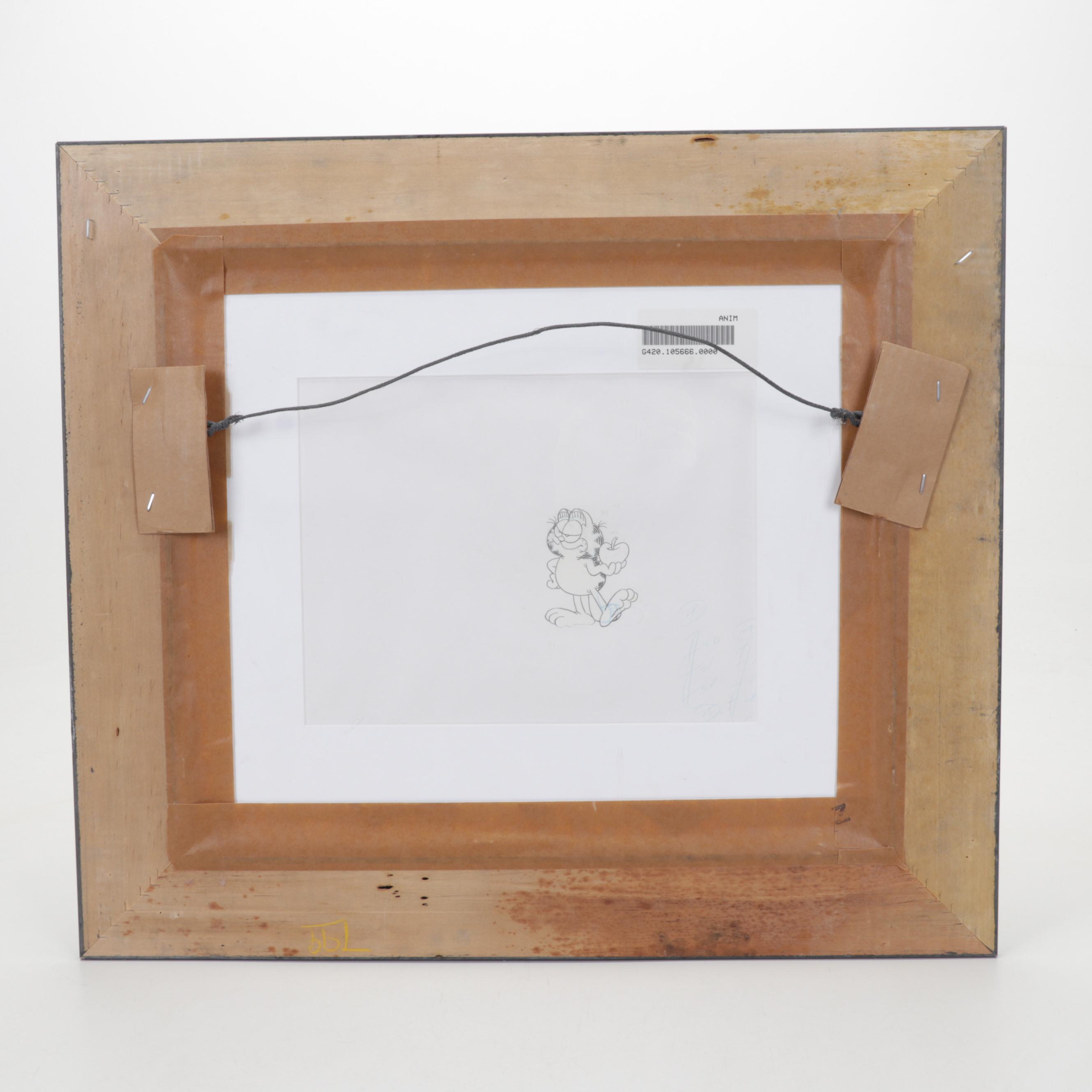 Jim Davis Signed "Garfield and Friends" Sericel and Production Drawing, 1999