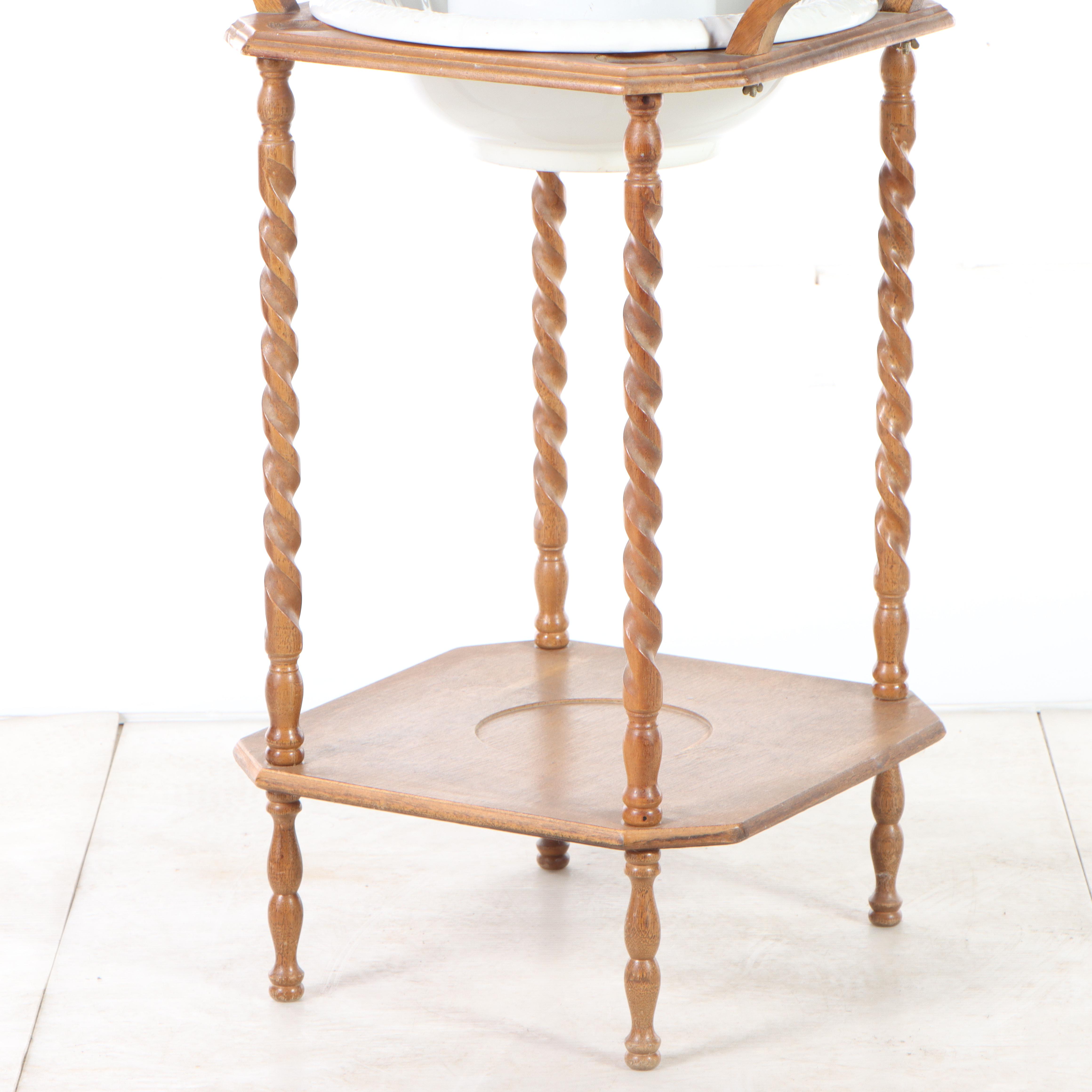 Victorian Style Mirror-Back Washstand with Pitcher and Bowl, Incl. George Scott