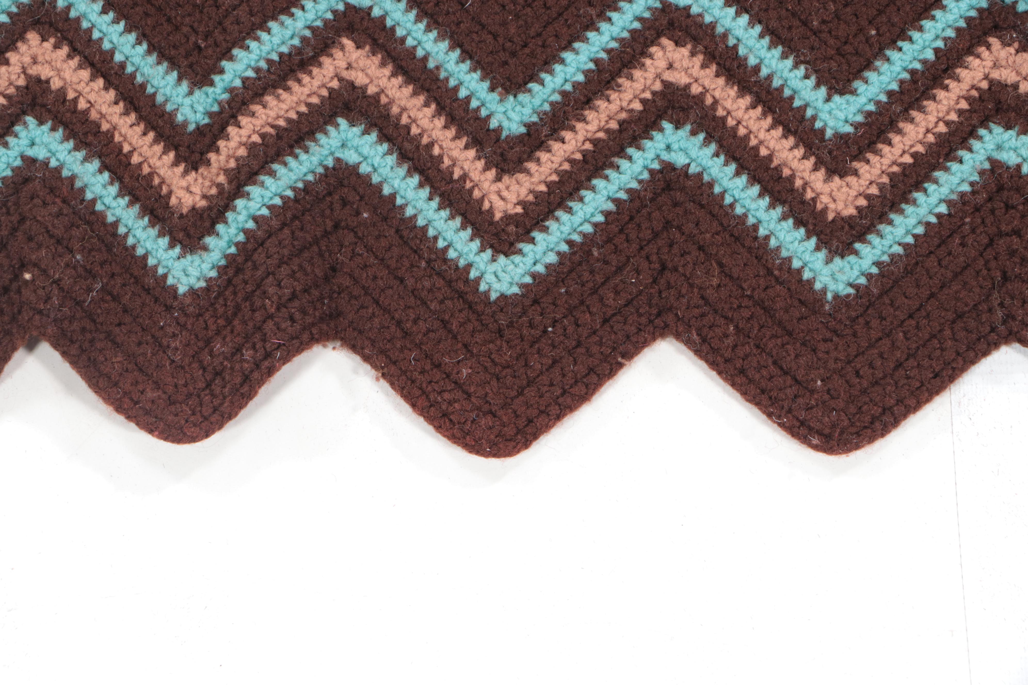 Handmade Crochet Chevron Pattern Afghan Throw