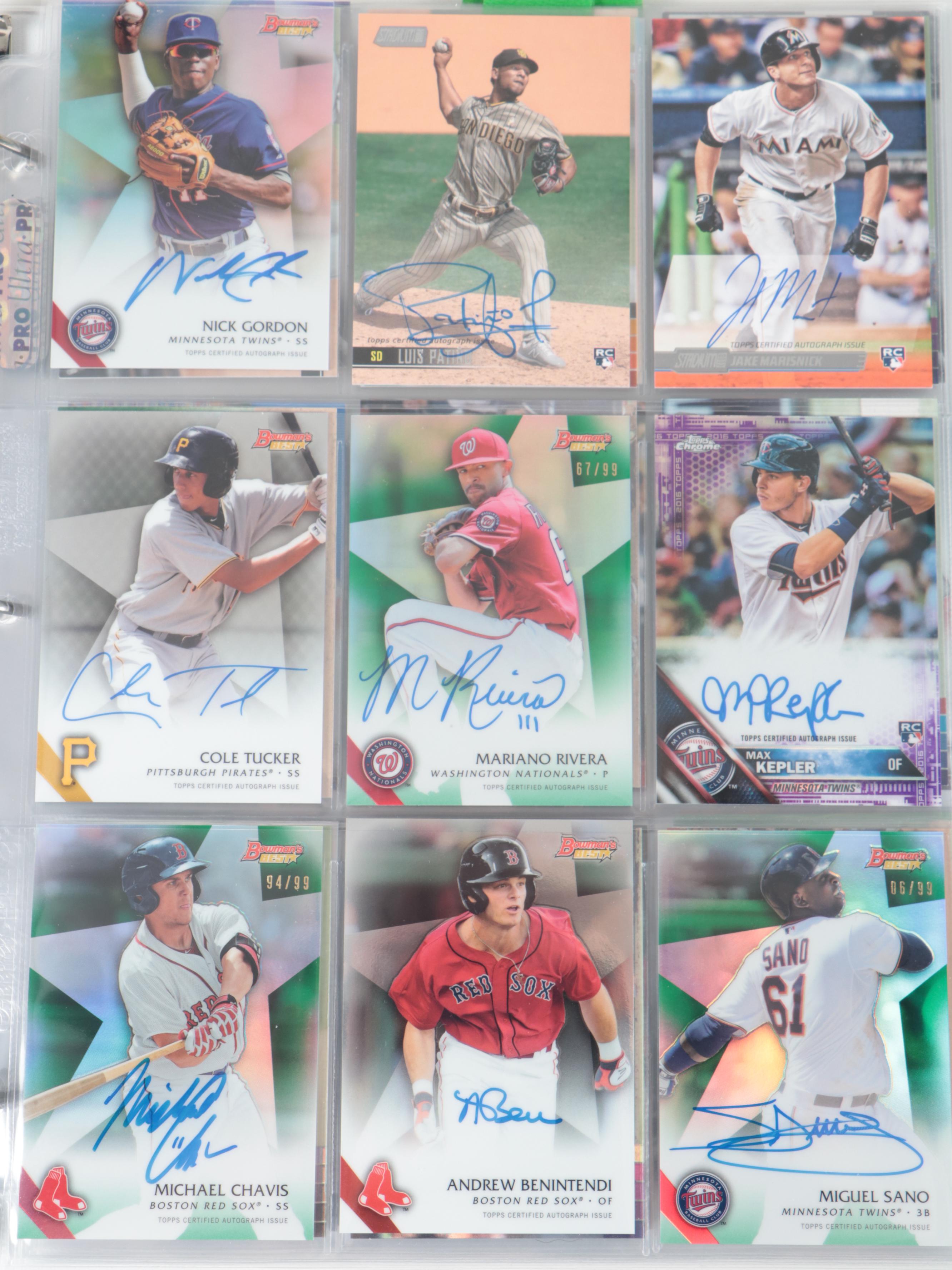 Bowman, Other Signed Baseball Cards with Chavis, Marte and More, 2010s–2020s