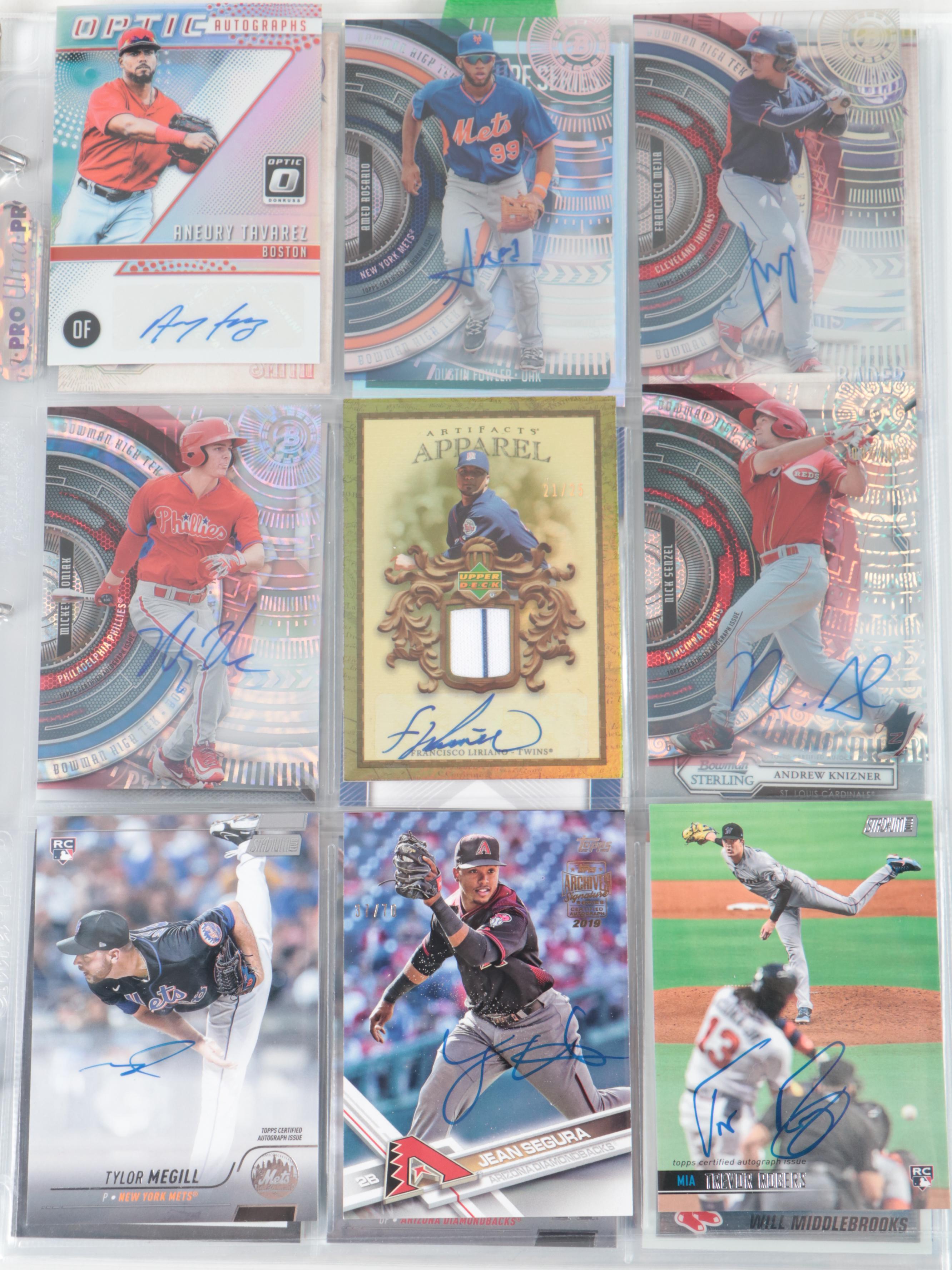 Bowman, Other Signed Baseball Cards with Chavis, Marte and More, 2010s–2020s