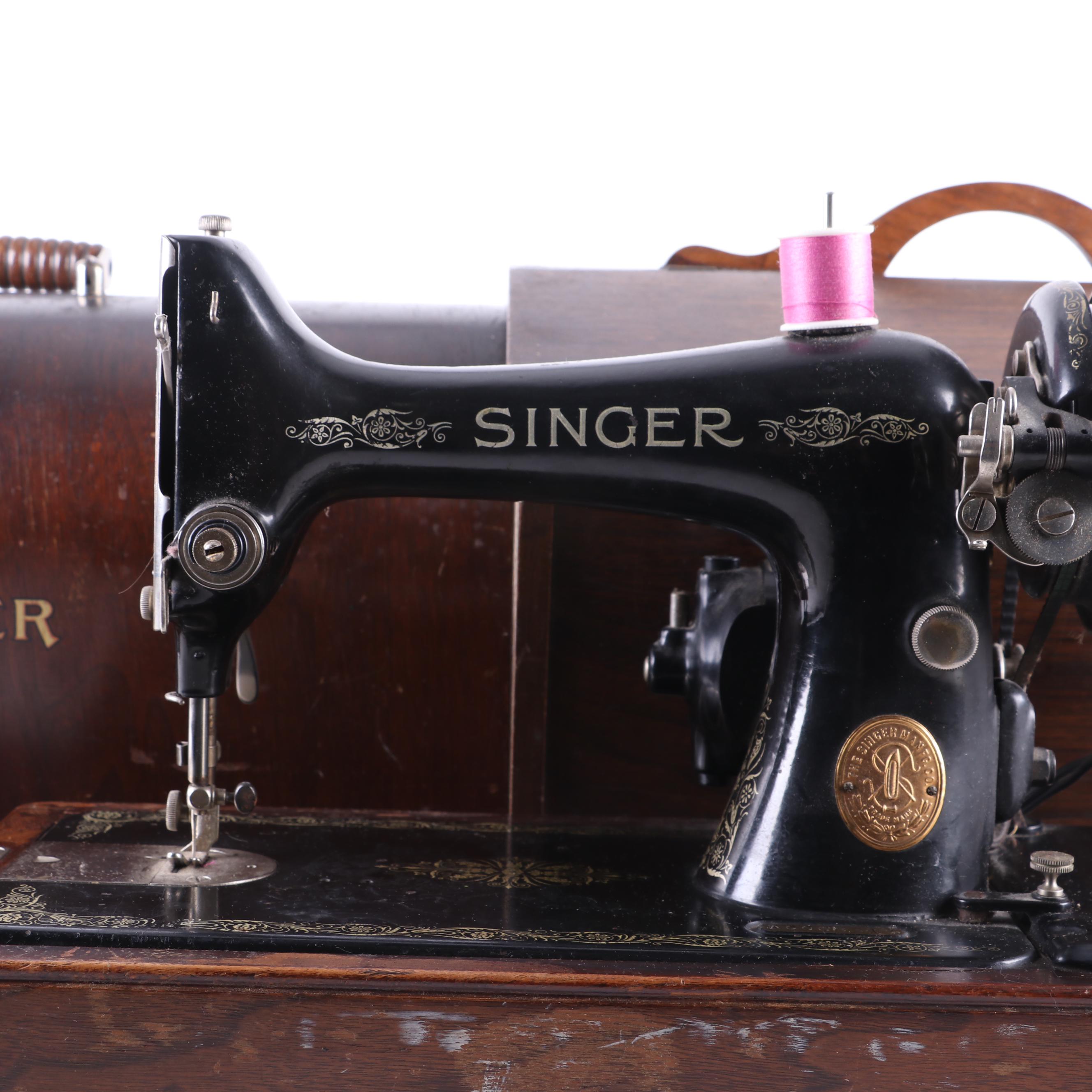 Singer Class 99 Electric Sewing Machine with Sewing Supply Box, Circa 1928