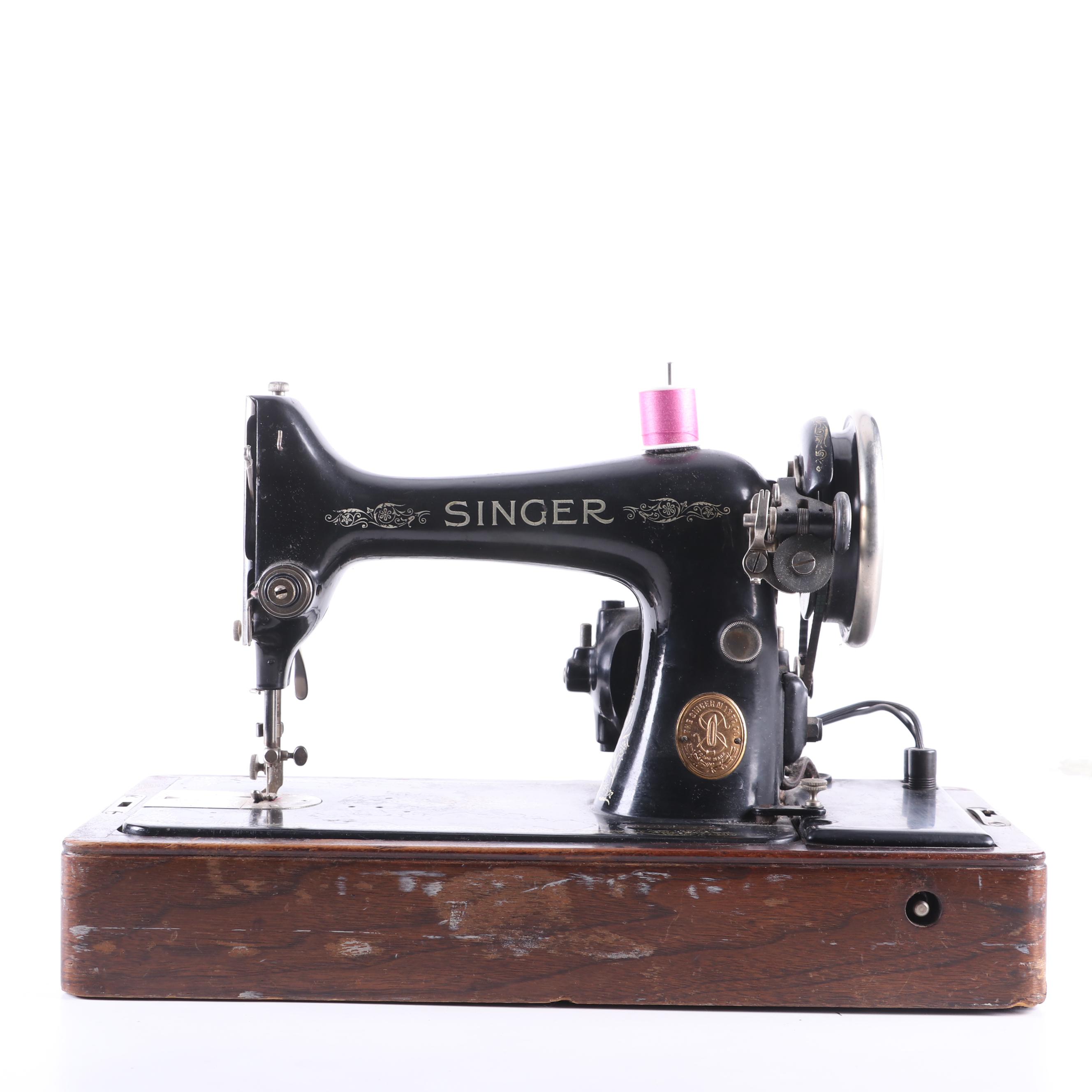 Singer Class 99 Electric Sewing Machine with Sewing Supply Box, Circa 1928