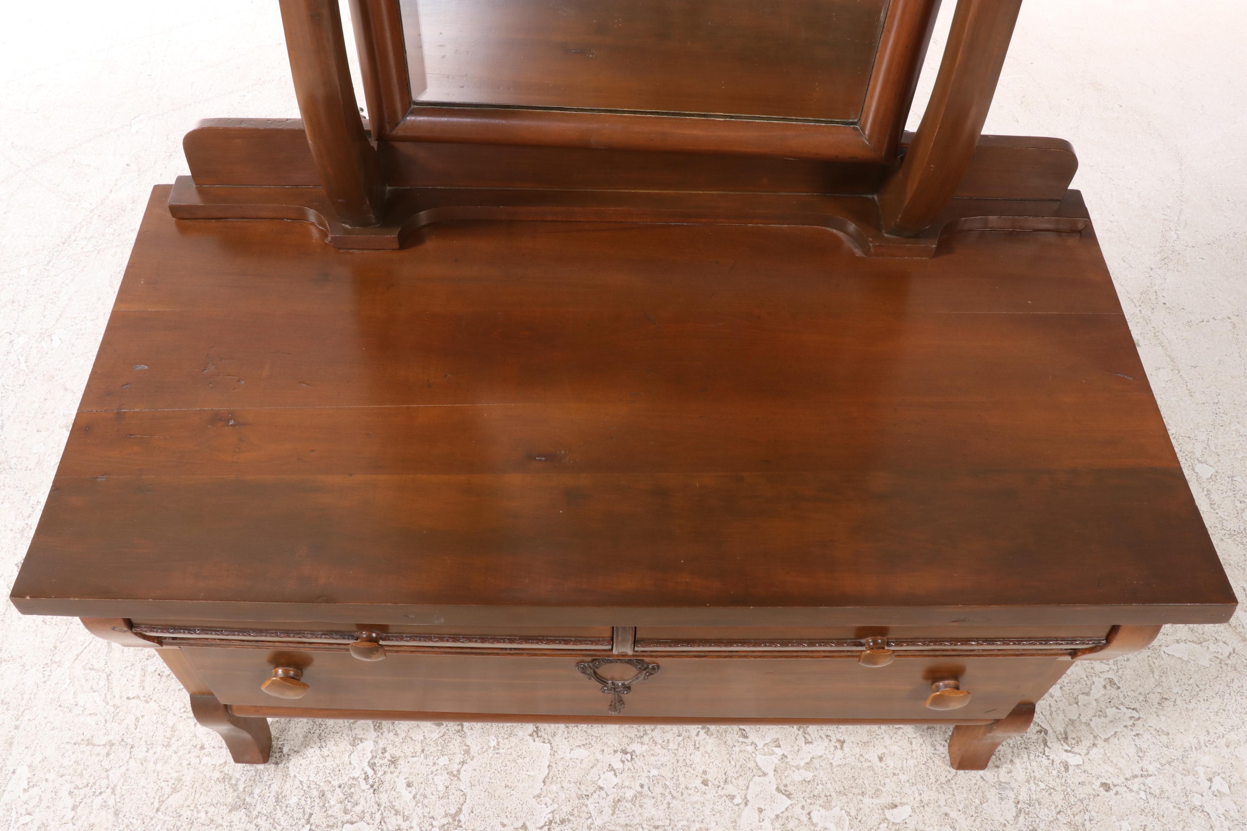American Empire Revival Hardwood Three-Drawer Dresser, Early 20th Century