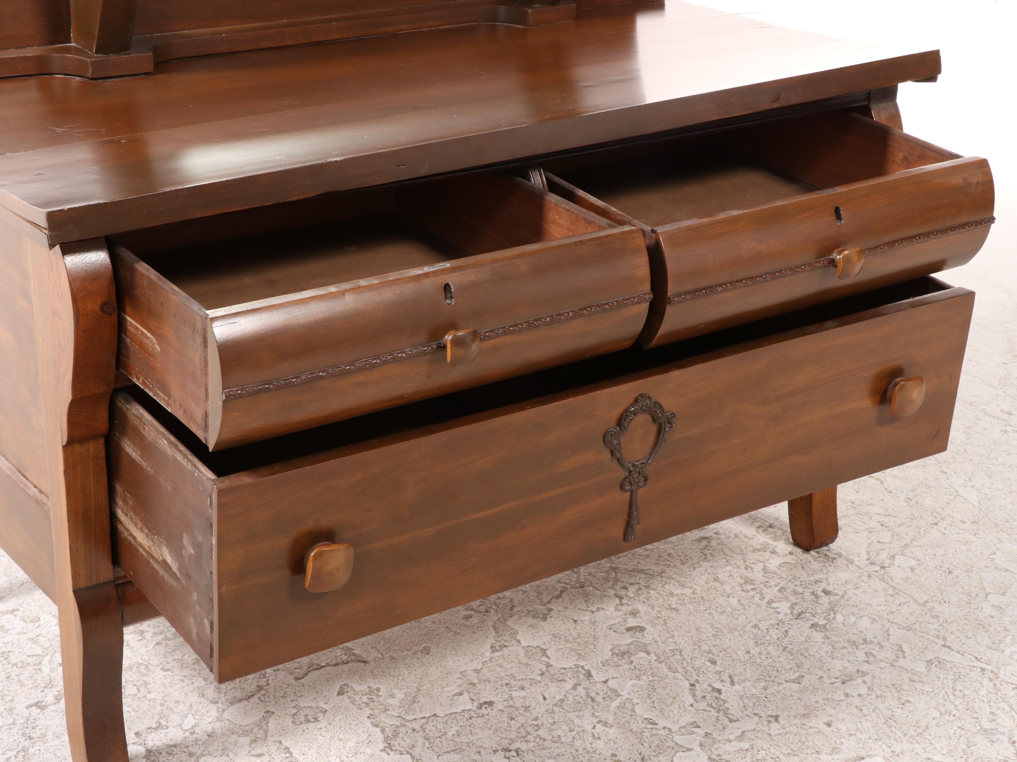 American Empire Revival Hardwood Three-Drawer Dresser, Early 20th Century