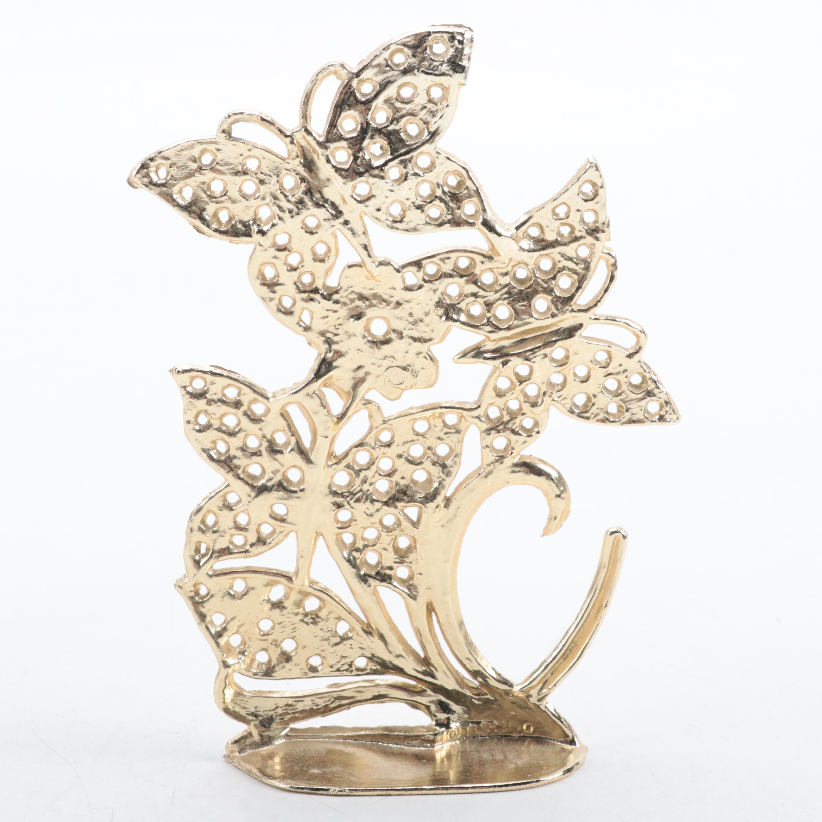 Gilt Metal Butterfly Motif Earring Stand