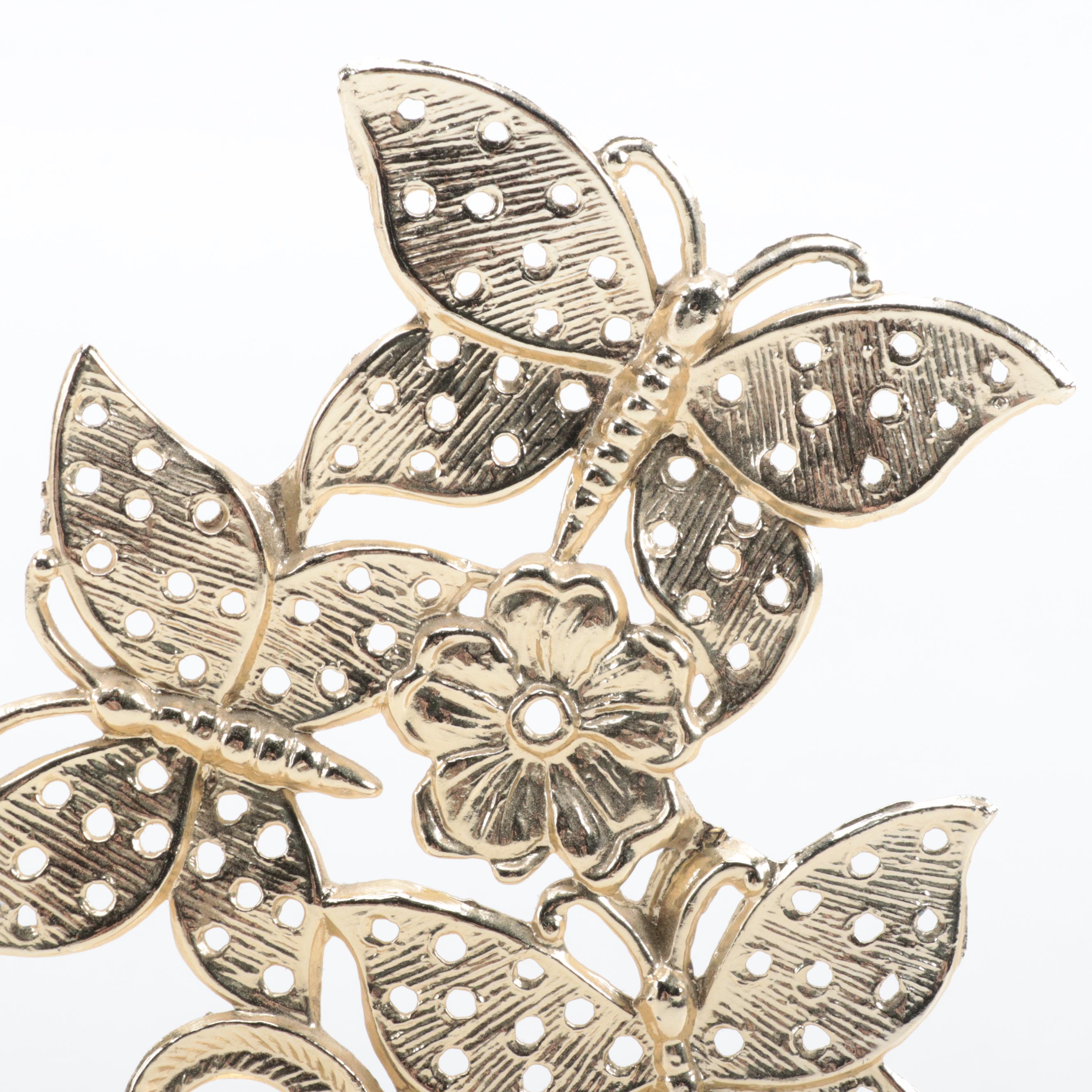 Gilt Metal Butterfly Motif Earring Stand