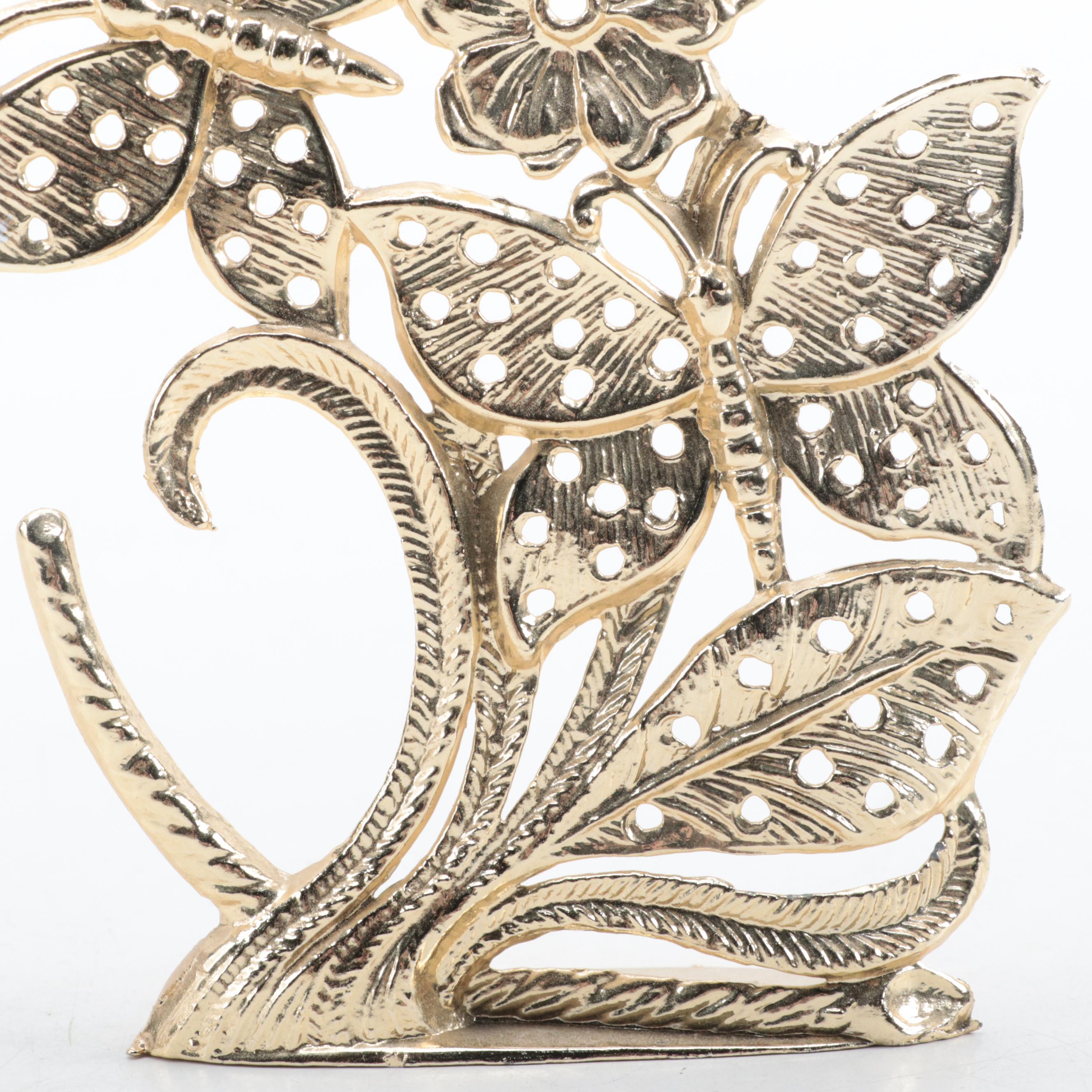 Gilt Metal Butterfly Motif Earring Stand