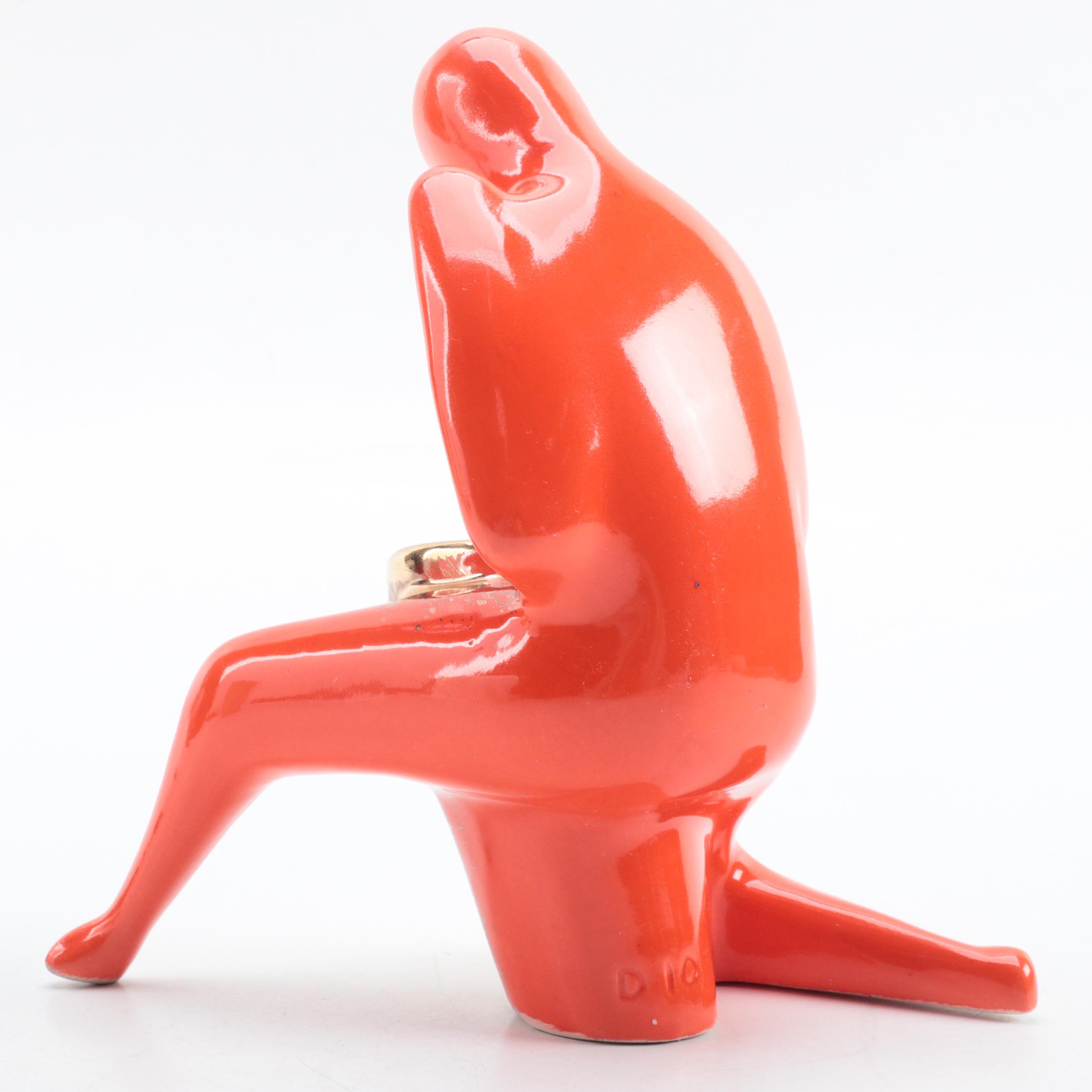 Modern Glazed Ceramic Figure of a Drummer