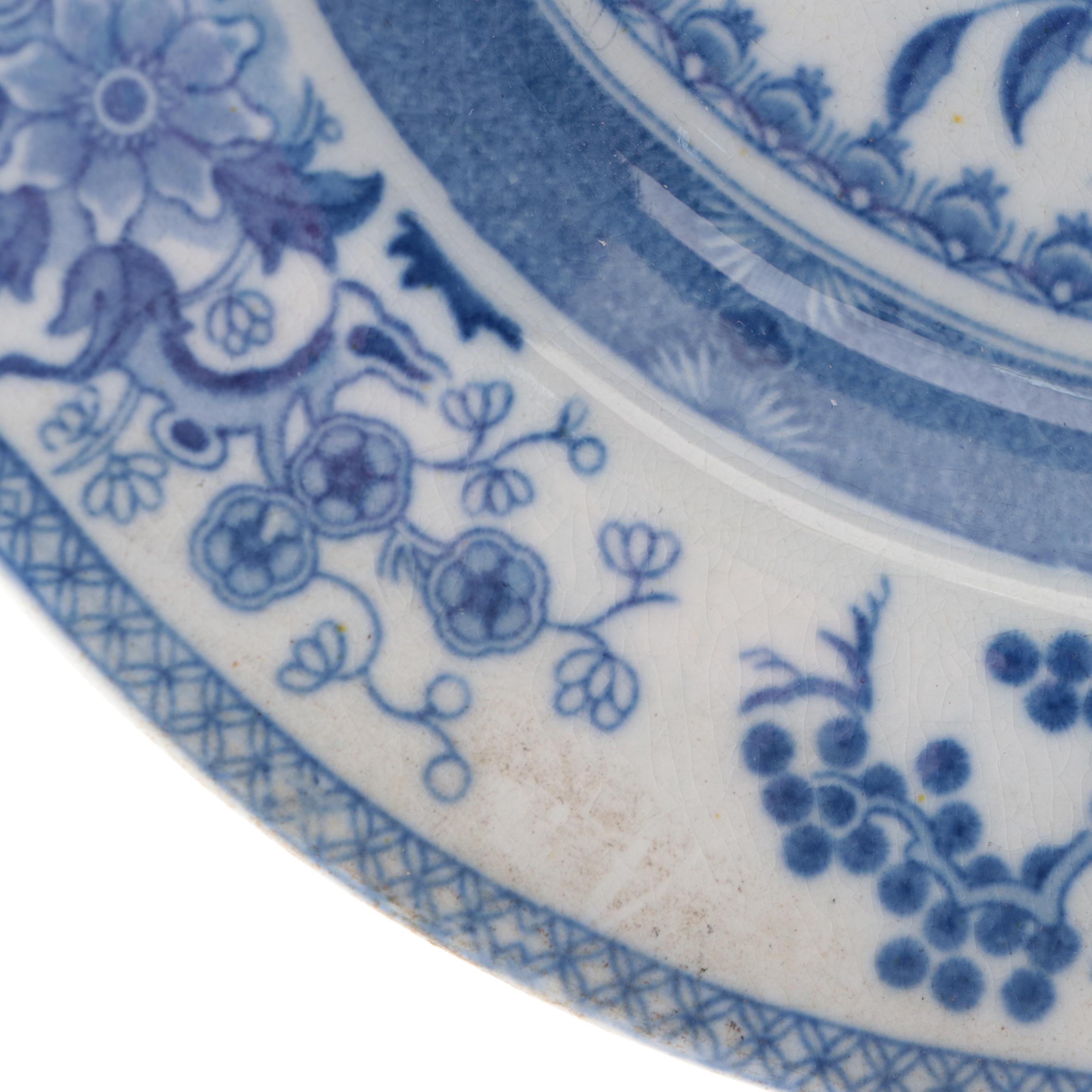 English Ironstone Blue and White Transferware Platter, Early to Mid 19th Century