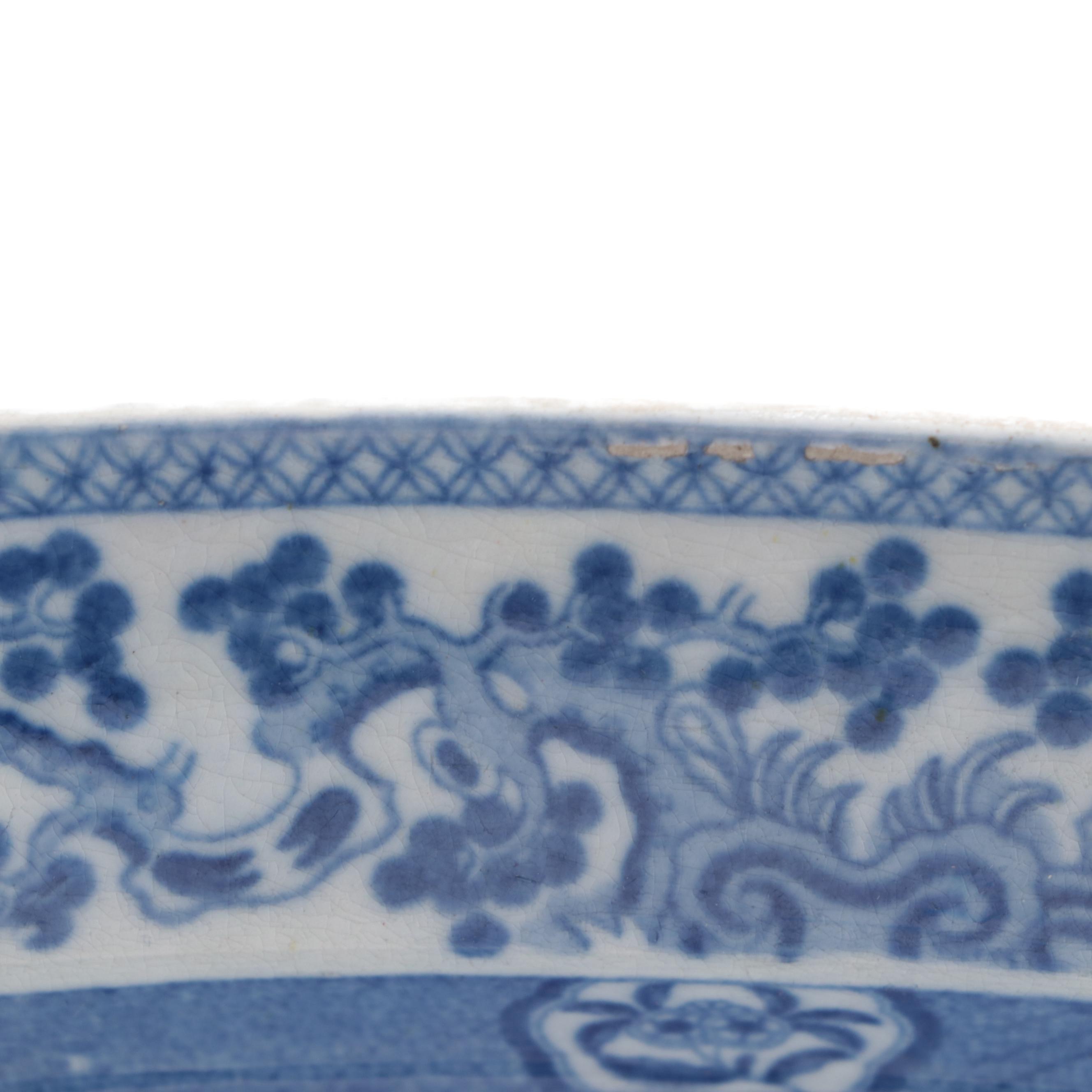 English Ironstone Blue and White Transferware Platter, Early to Mid 19th Century