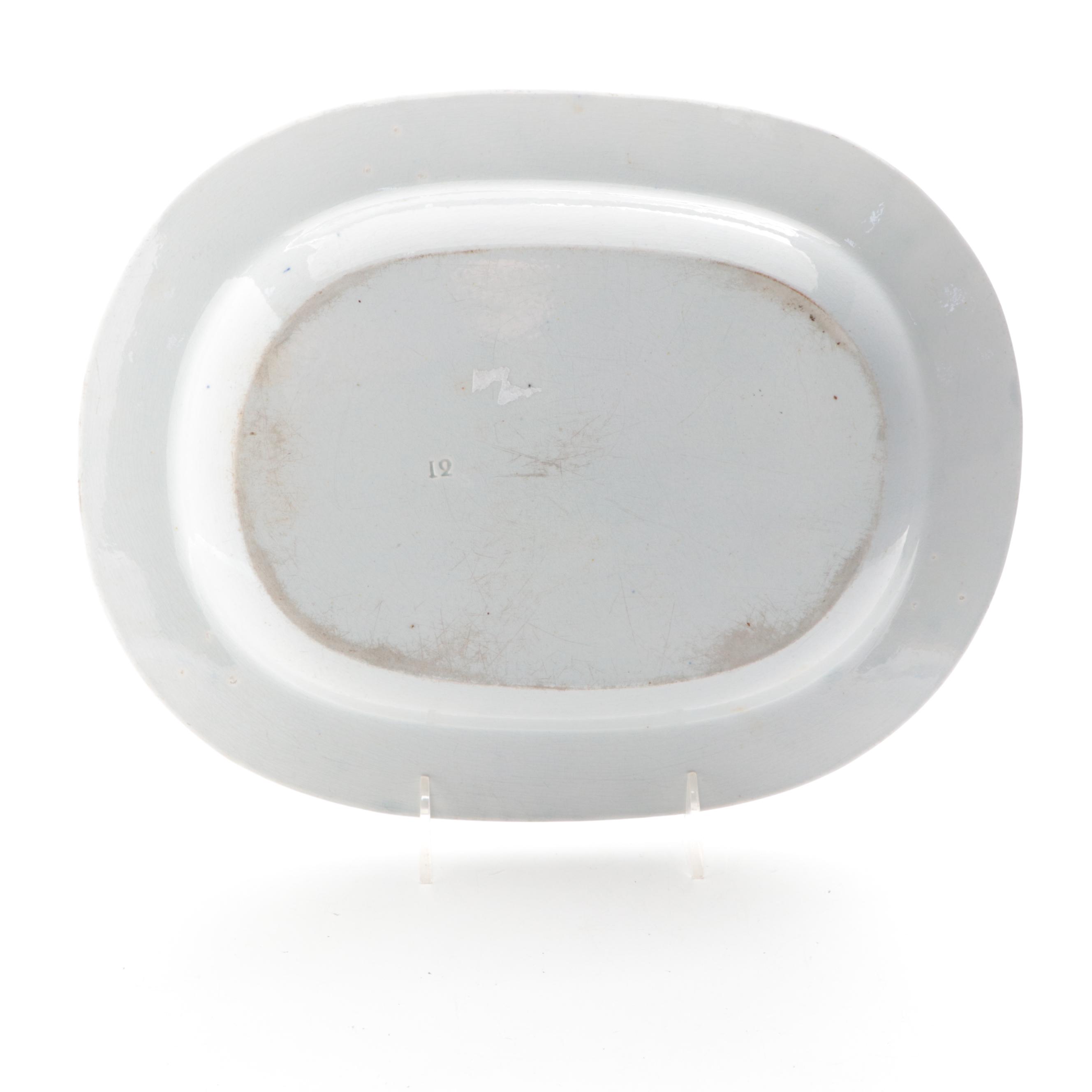 English Ironstone Blue and White Transferware Platter, Early to Mid 19th Century