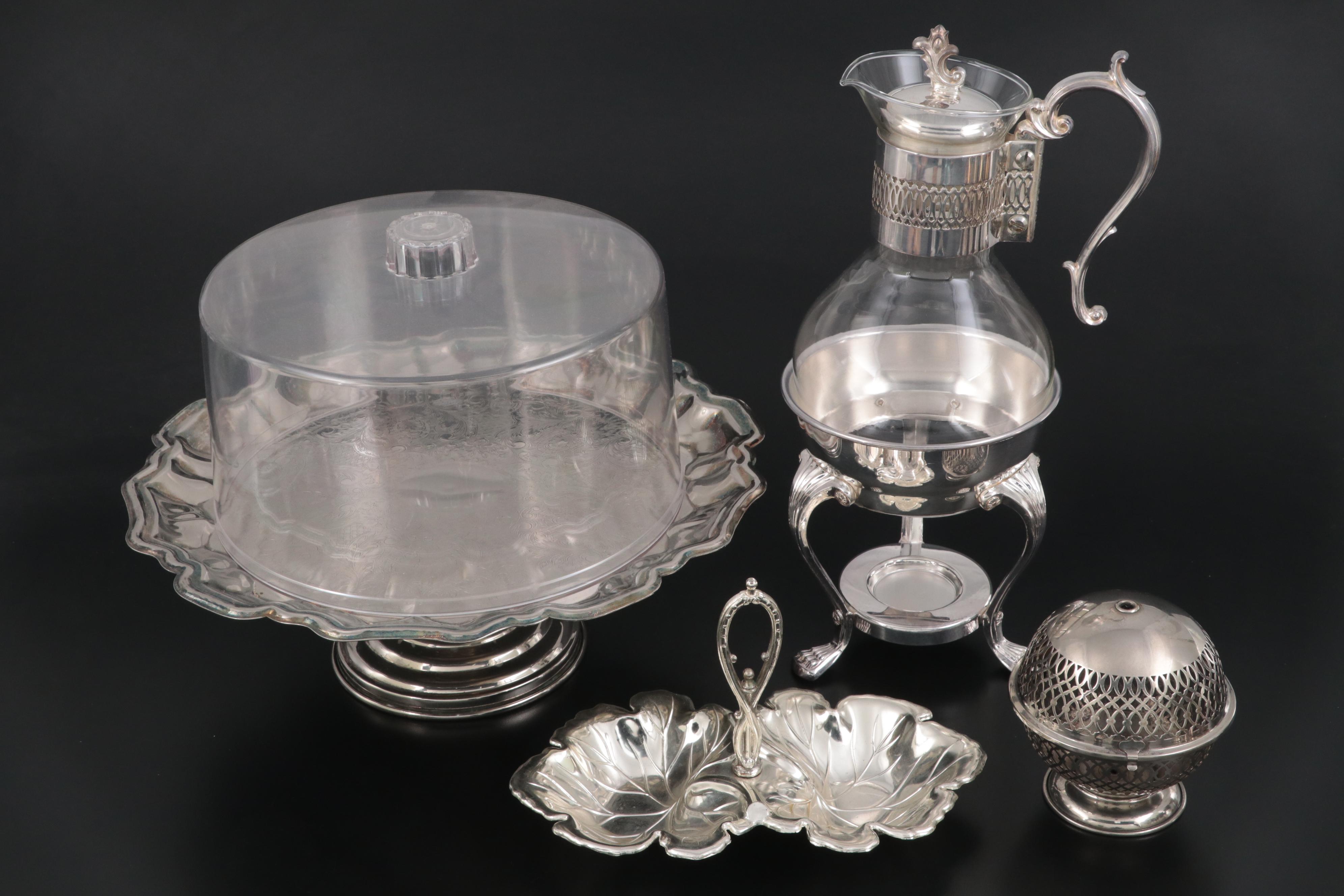Wm Rogers with Other Silver Plate Tableware and Sterling Sugar Tongs