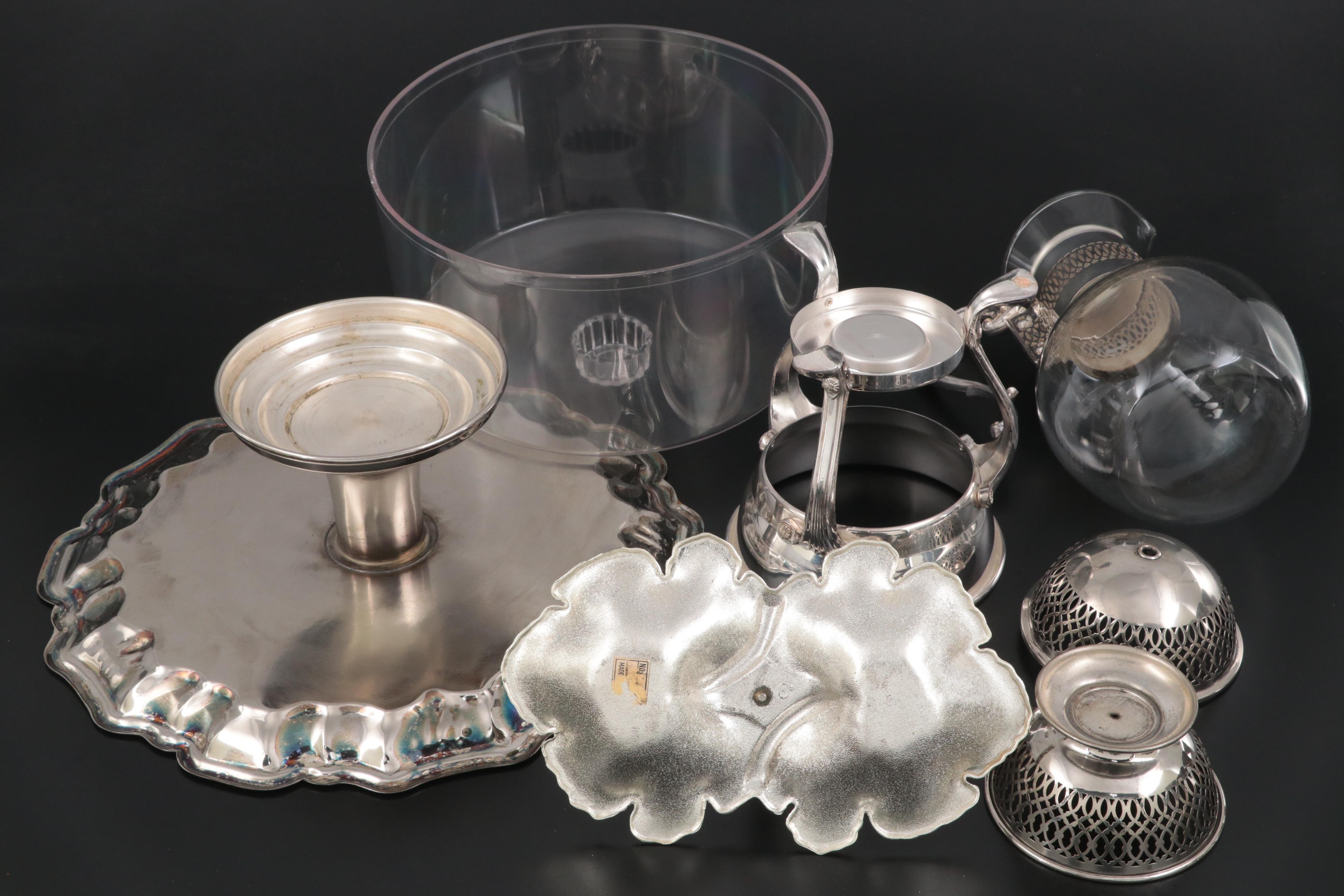 Wm Rogers with Other Silver Plate Tableware and Sterling Sugar Tongs