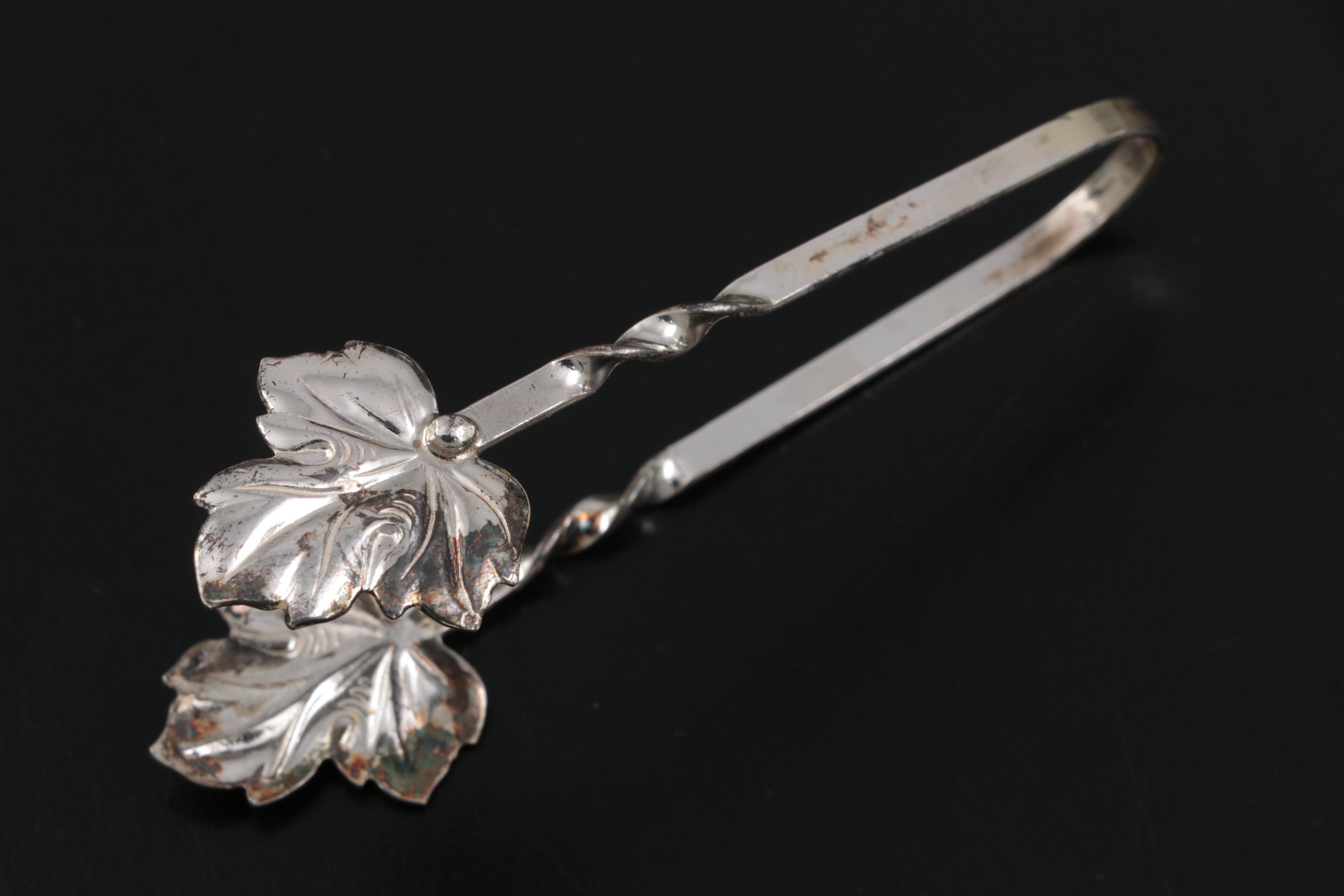 Wm Rogers with Other Silver Plate Tableware and Sterling Sugar Tongs