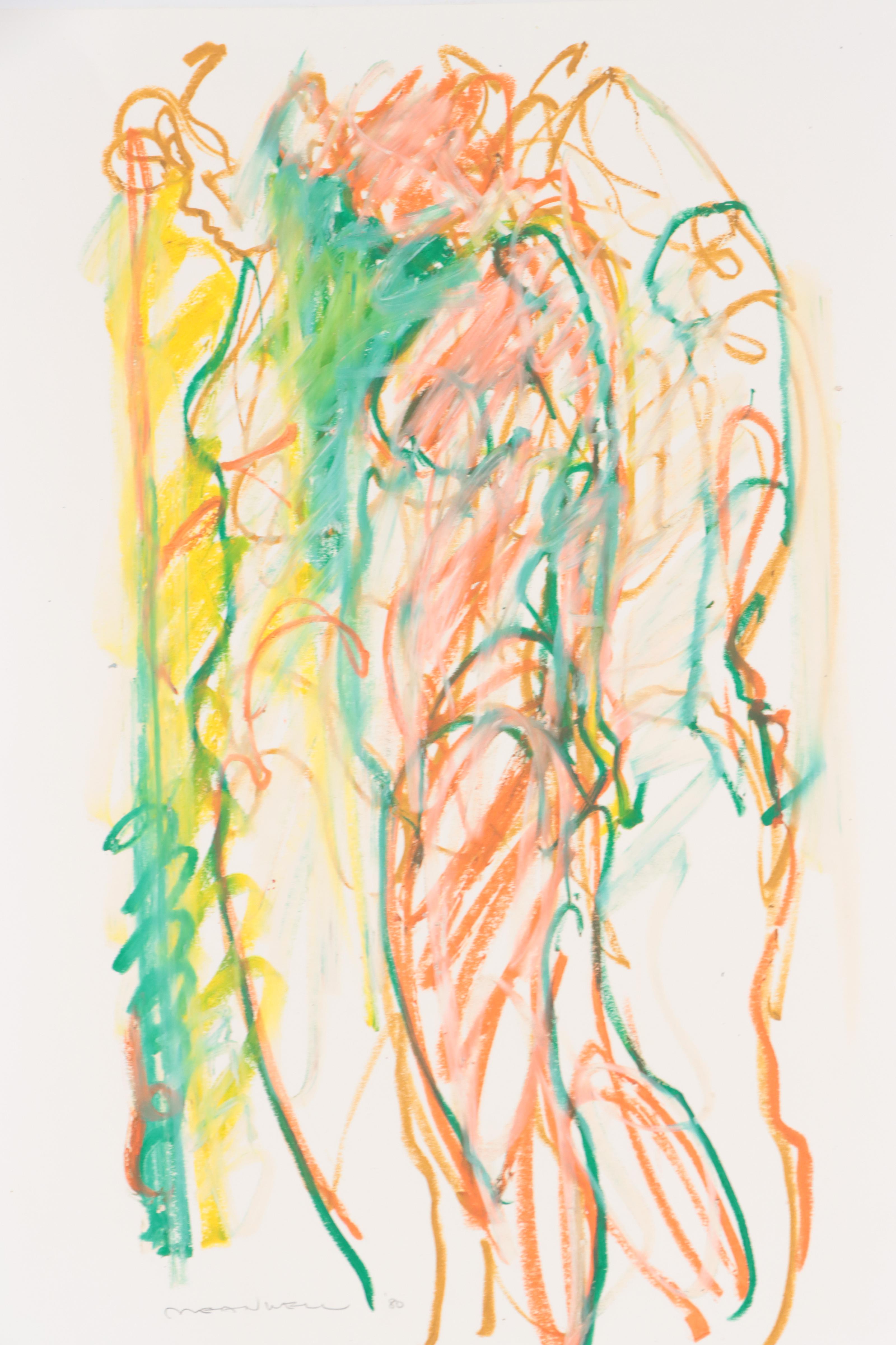 Jack Meanwell Abstract Expressionist Oil Pastel Figure Drawing