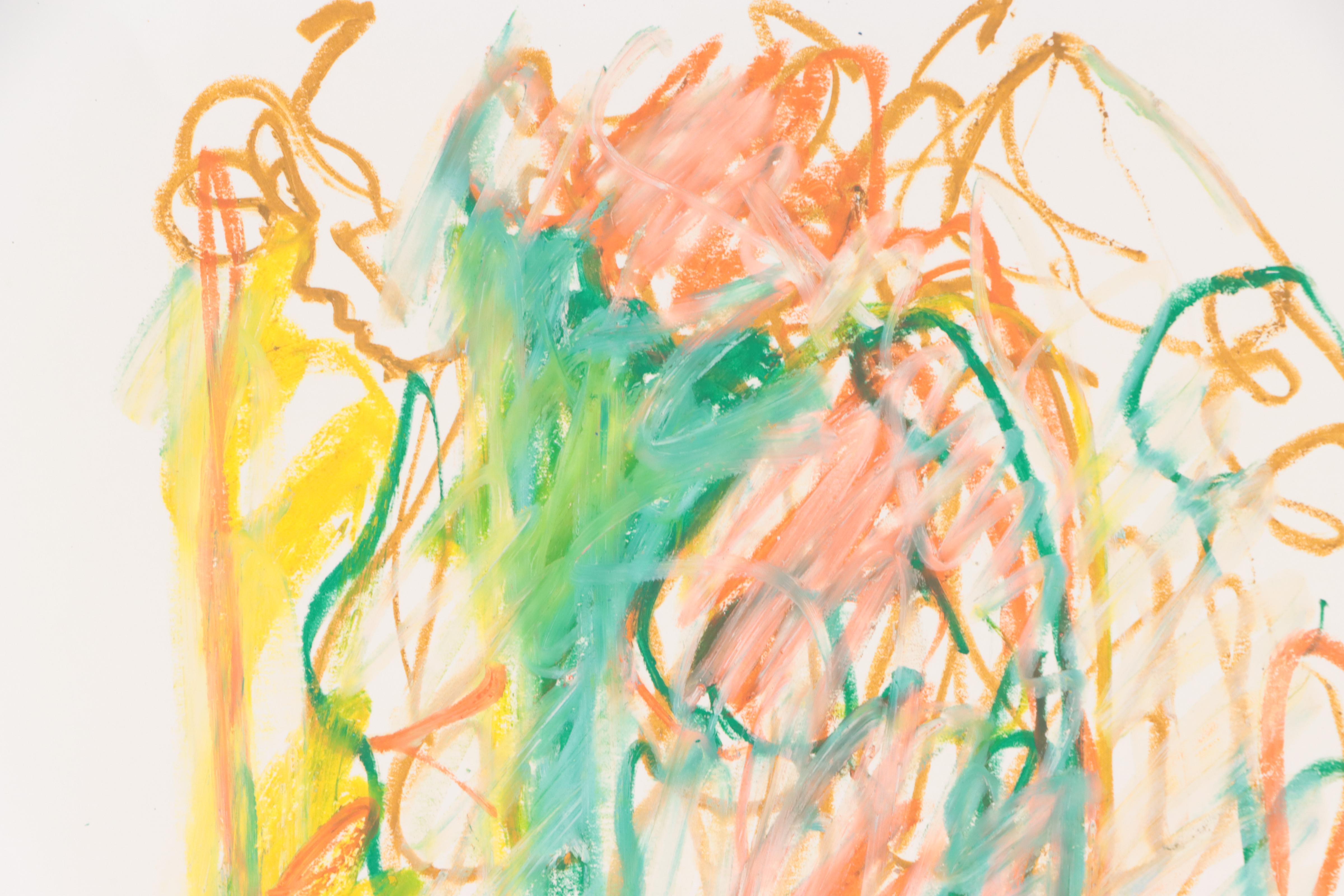 Jack Meanwell Abstract Expressionist Oil Pastel Figure Drawing