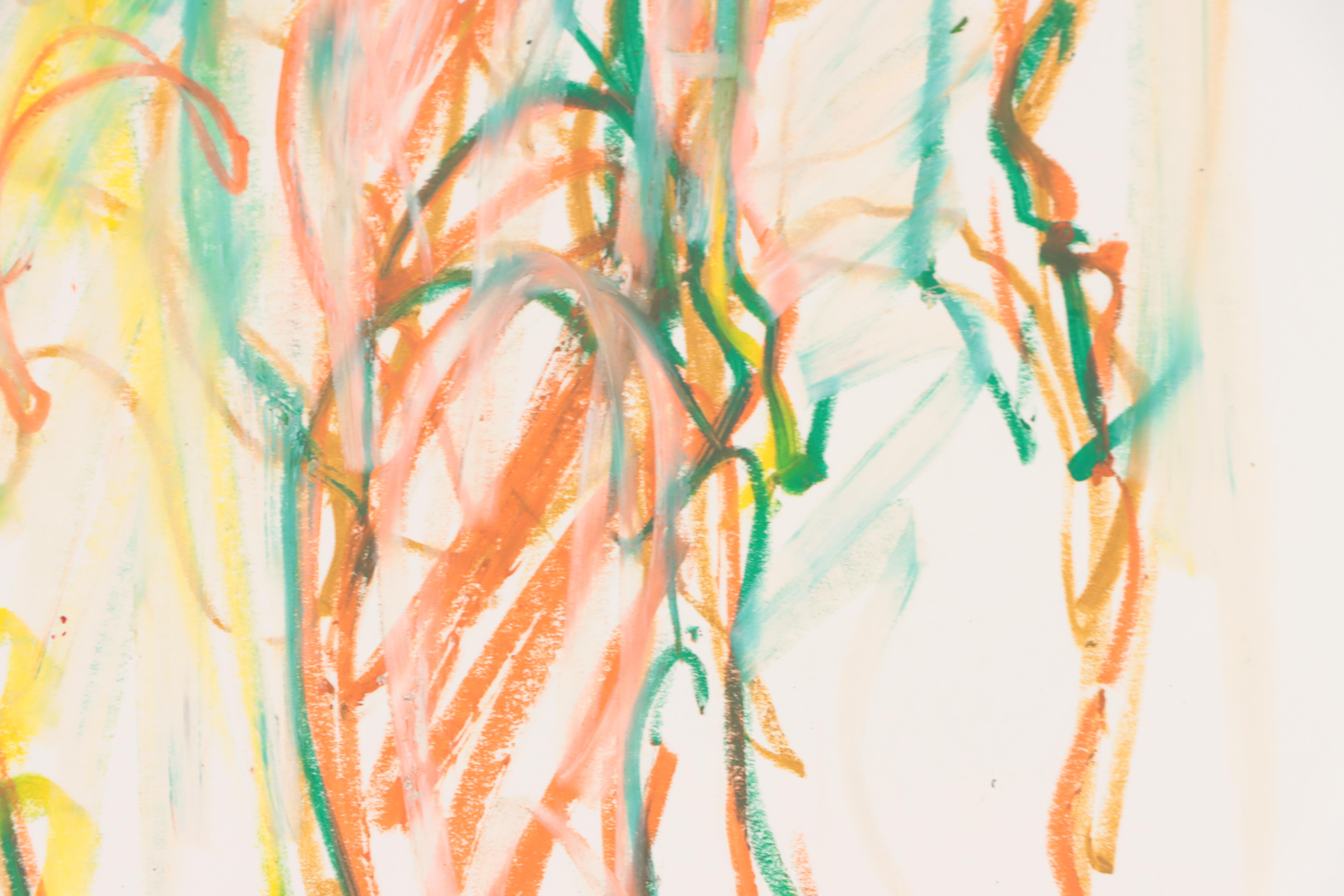 Jack Meanwell Abstract Expressionist Oil Pastel Figure Drawing