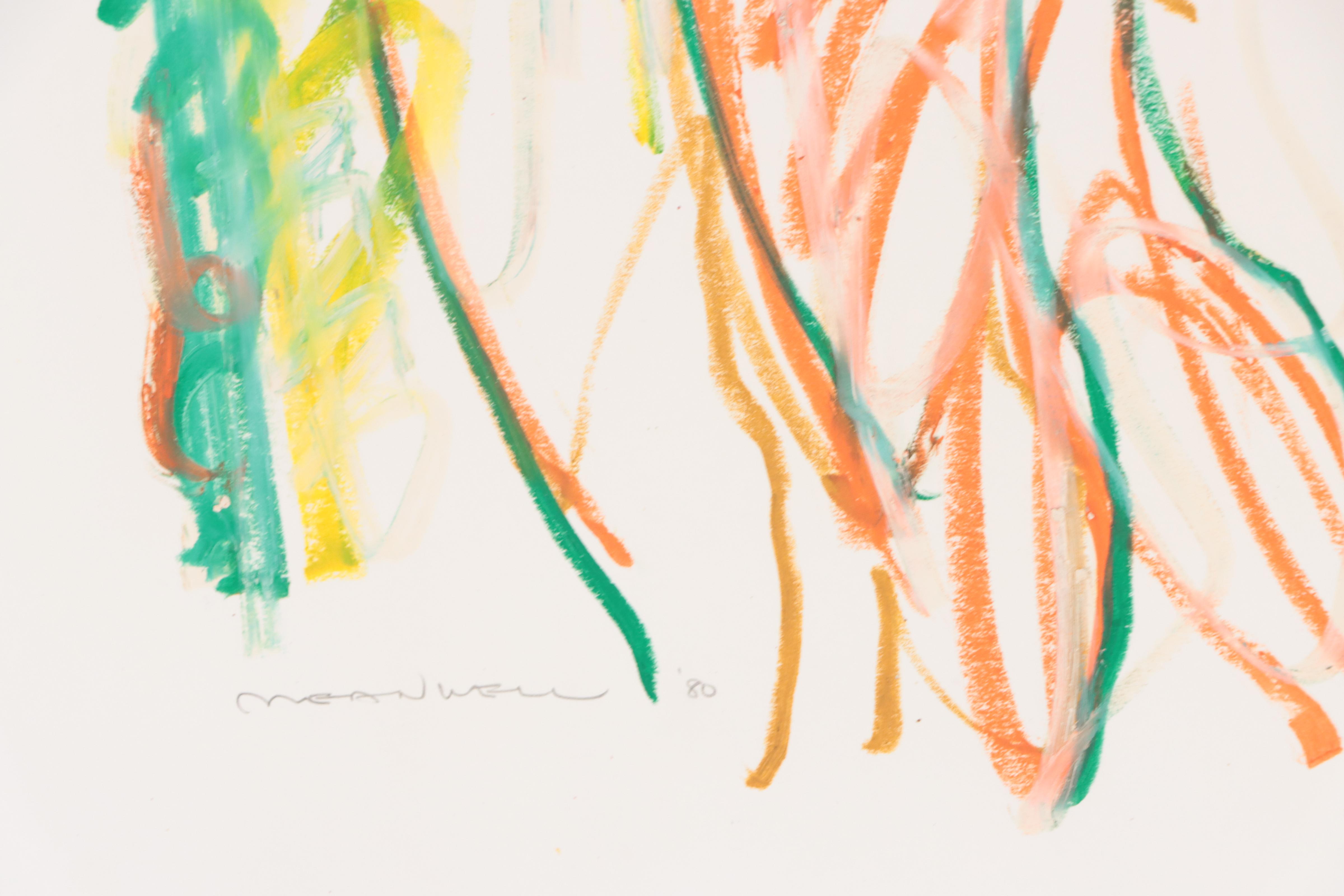 Jack Meanwell Abstract Expressionist Oil Pastel Figure Drawing