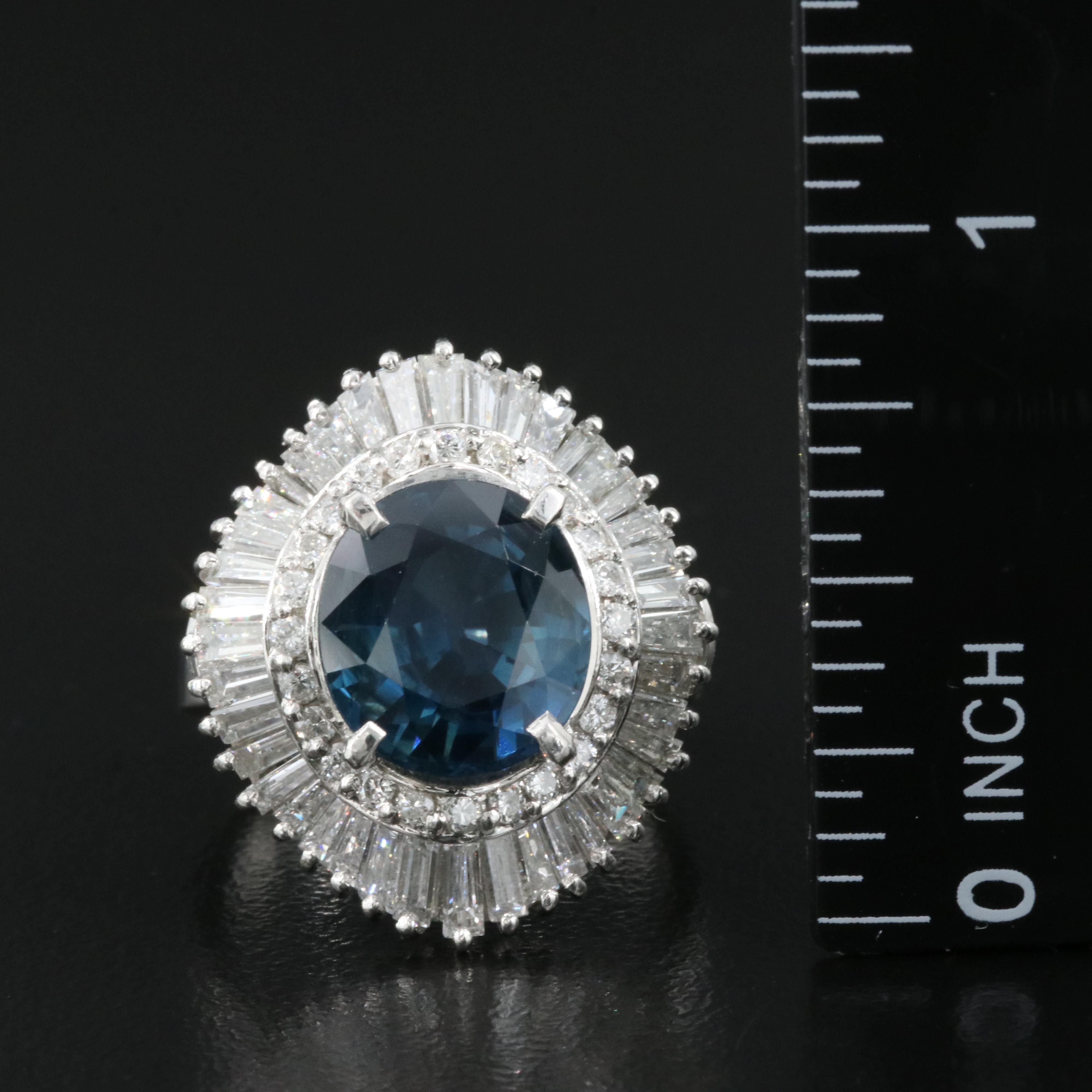 Platinum 5.21 CT Unheated Sapphire and 2.17 CTW Diamond Ring with GIA Report