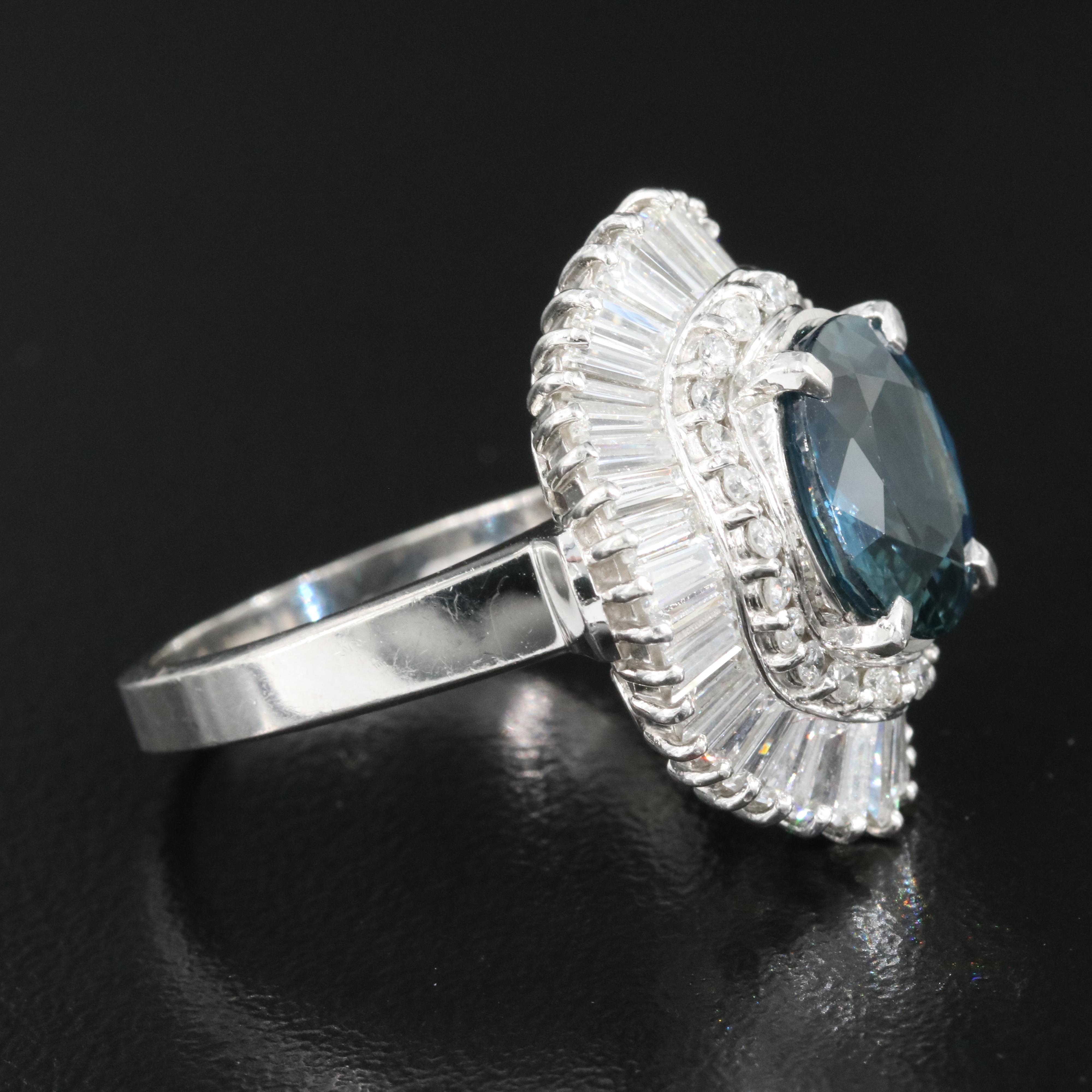 Platinum 5.21 CT Unheated Sapphire and 2.17 CTW Diamond Ring with GIA Report