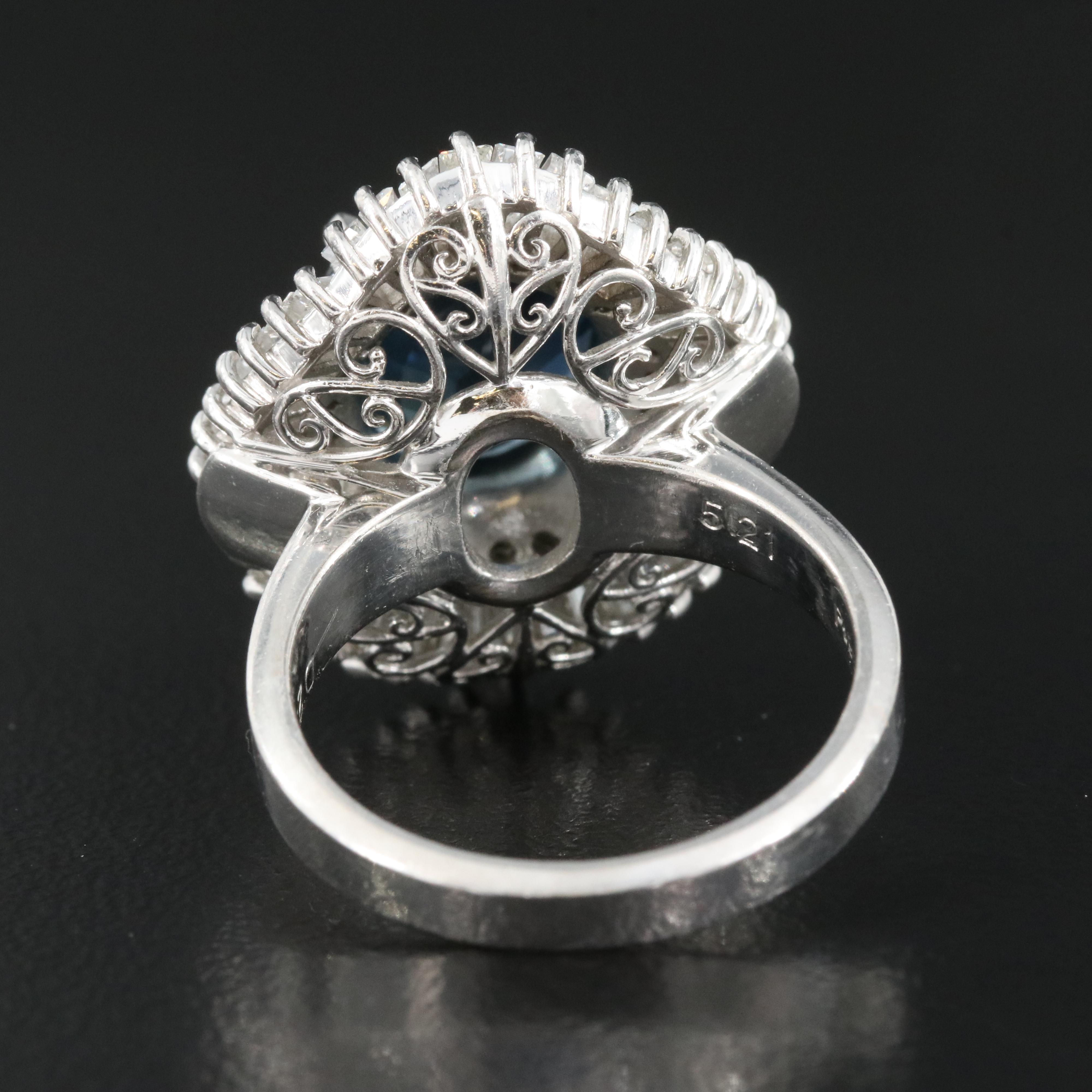 Platinum 5.21 CT Unheated Sapphire and 2.17 CTW Diamond Ring with GIA Report
