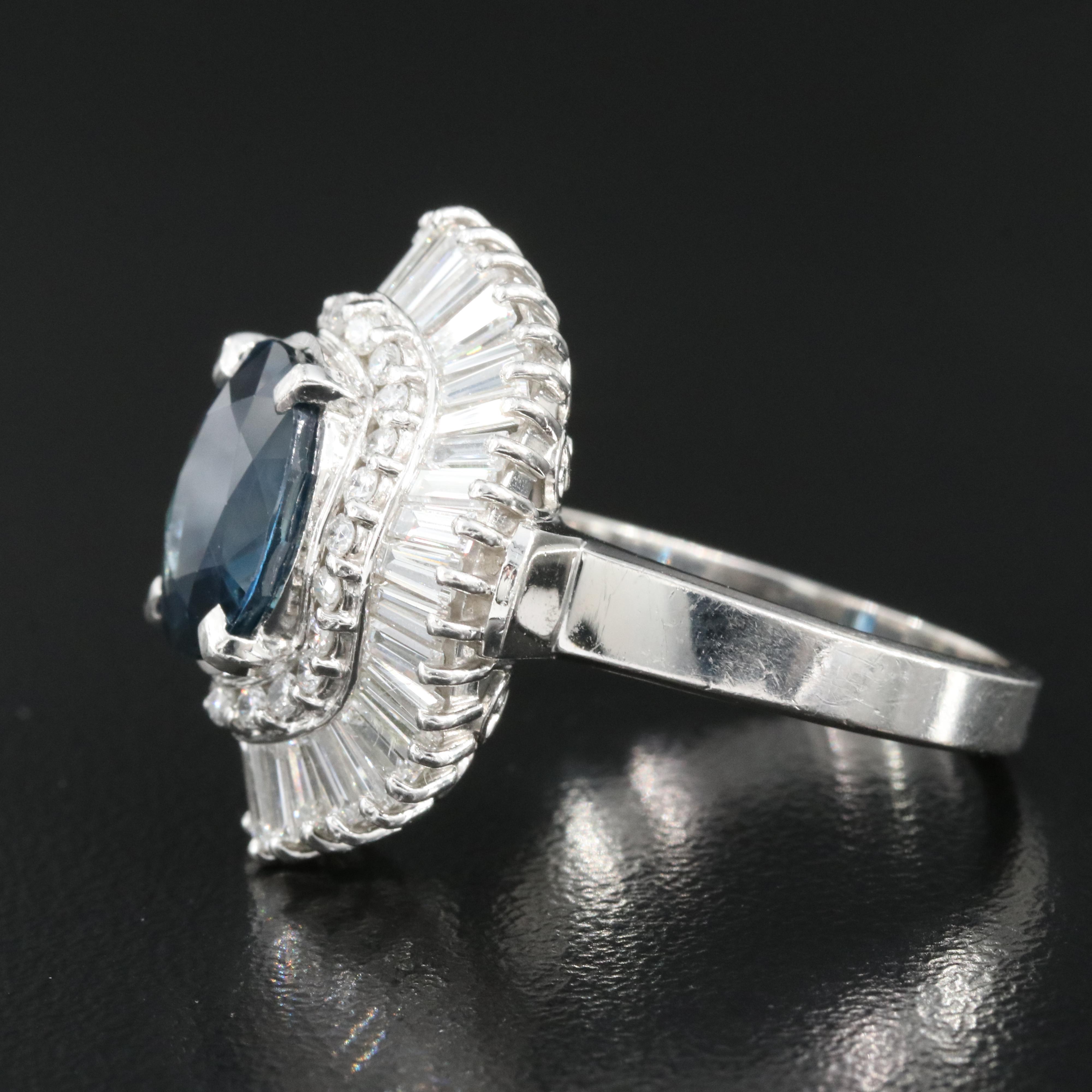 Platinum 5.21 CT Unheated Sapphire and 2.17 CTW Diamond Ring with GIA Report